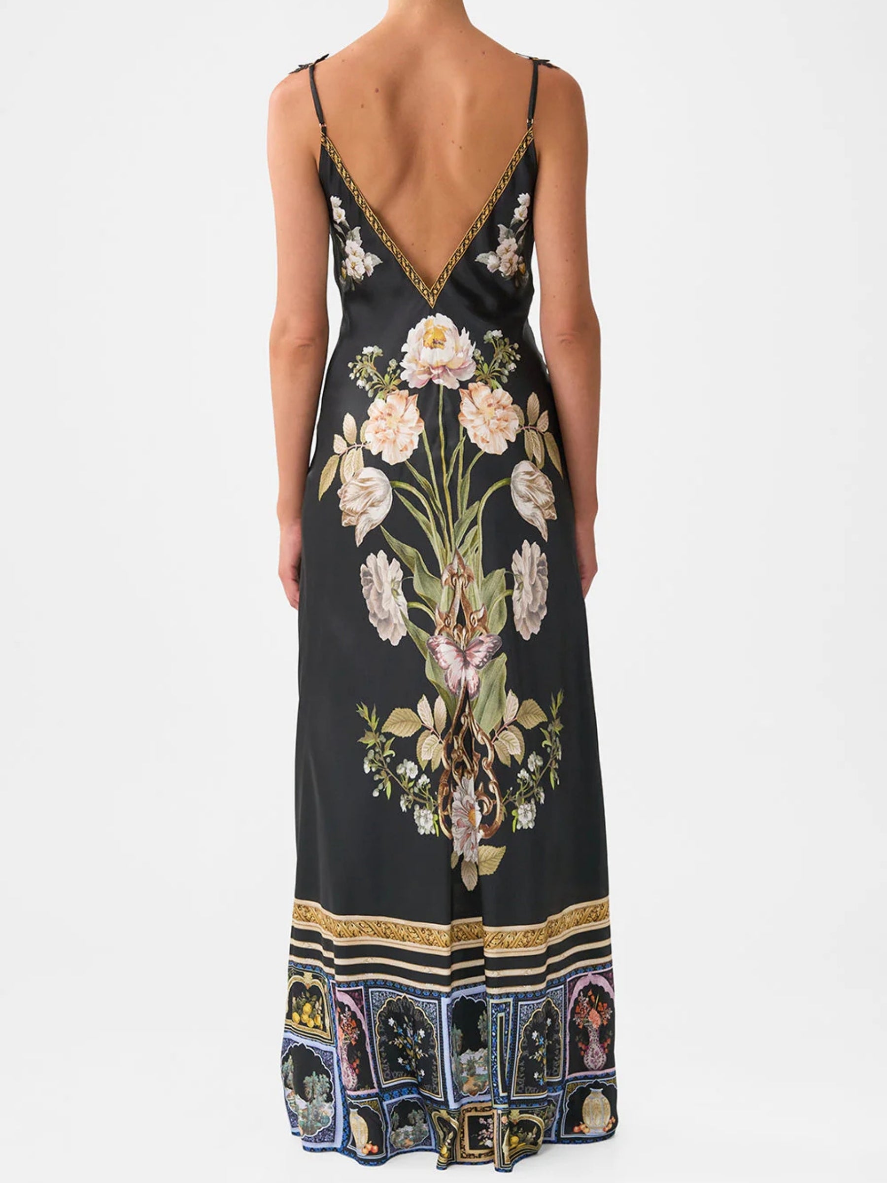 V Neck Bias Full Length Slip Dress - Ottoman Elegance