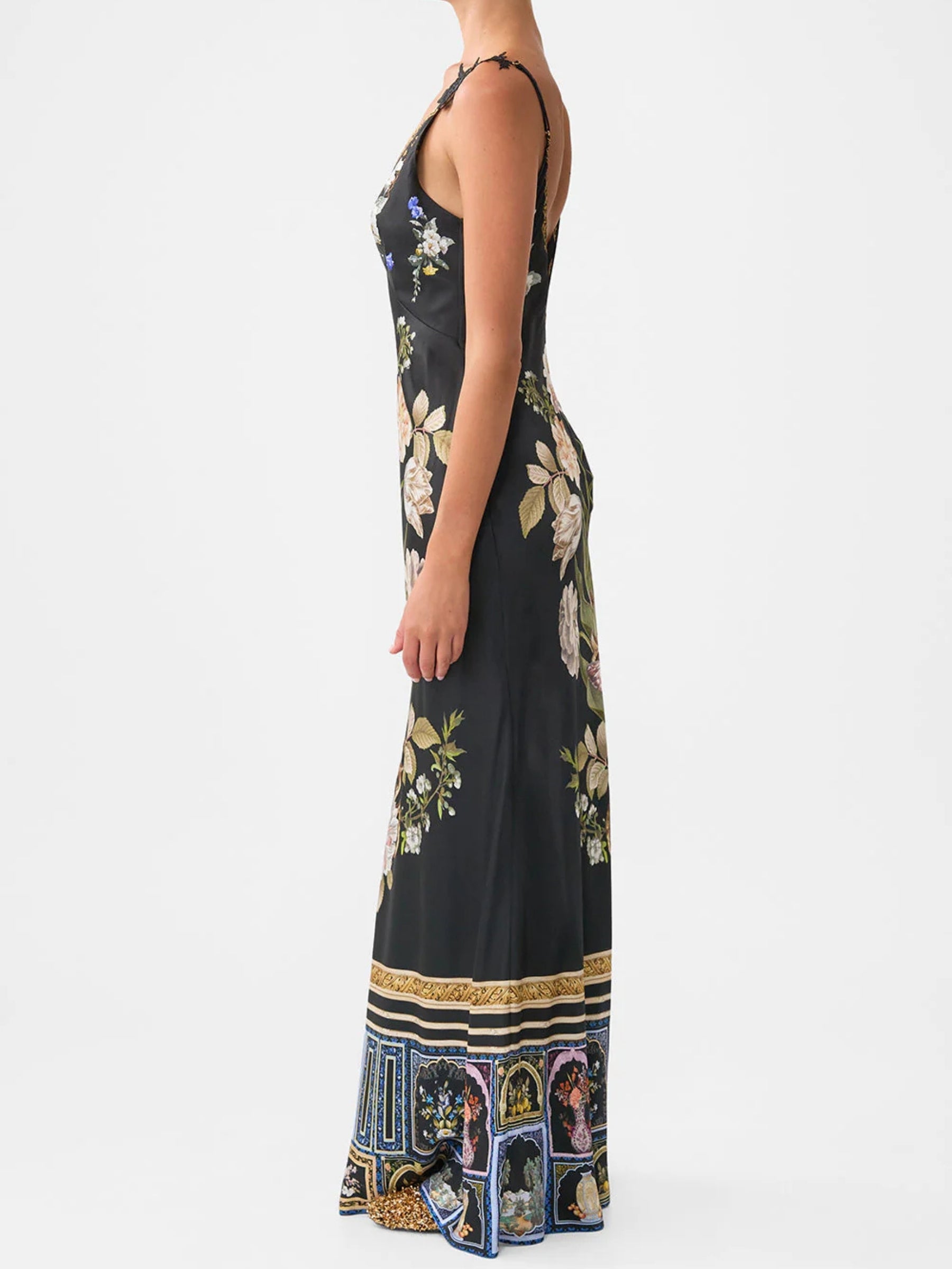 V Neck Bias Full Length Slip Dress - Ottoman Elegance