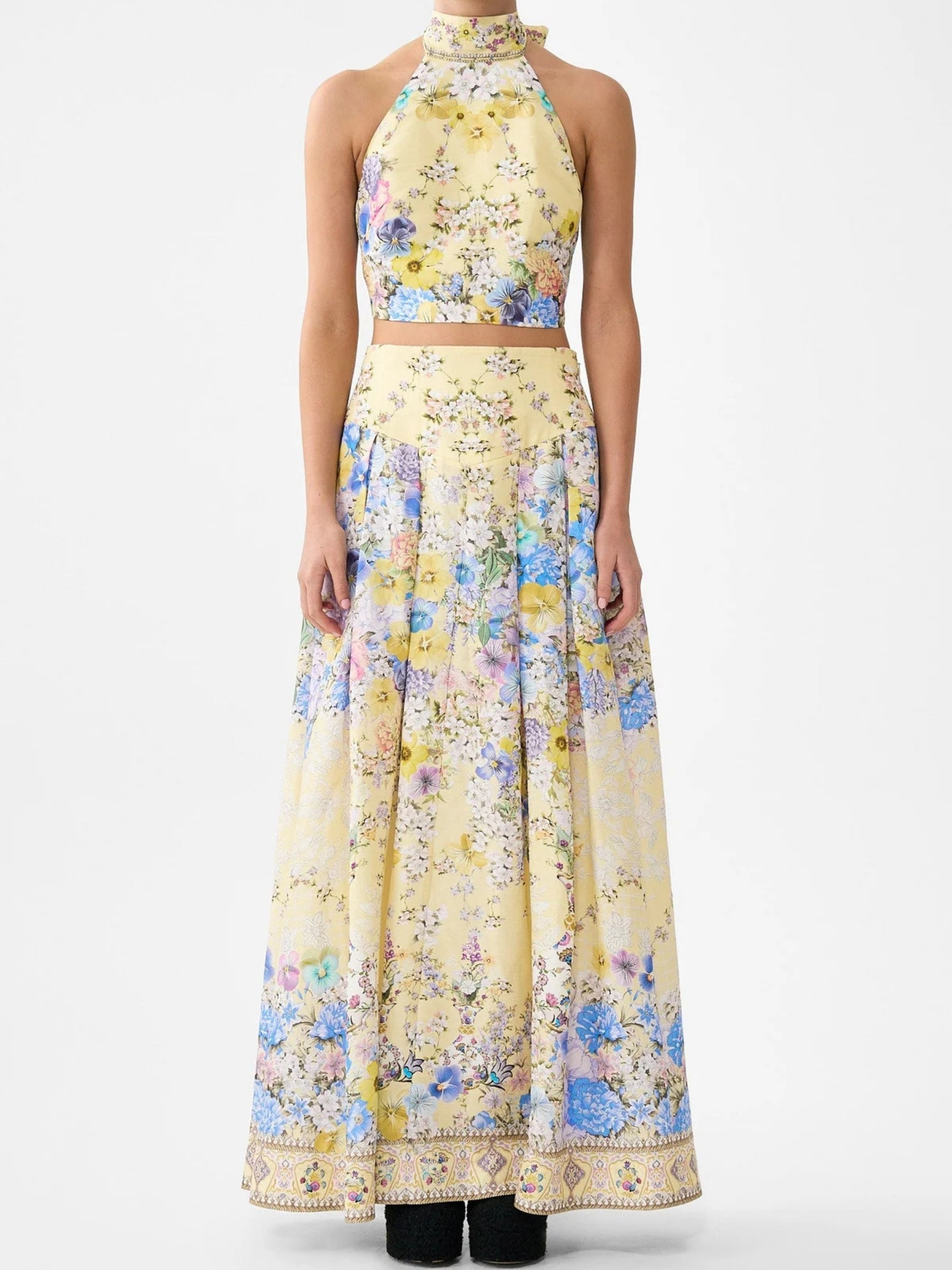 Corset Waist Maxi Skirt - Darling Buds