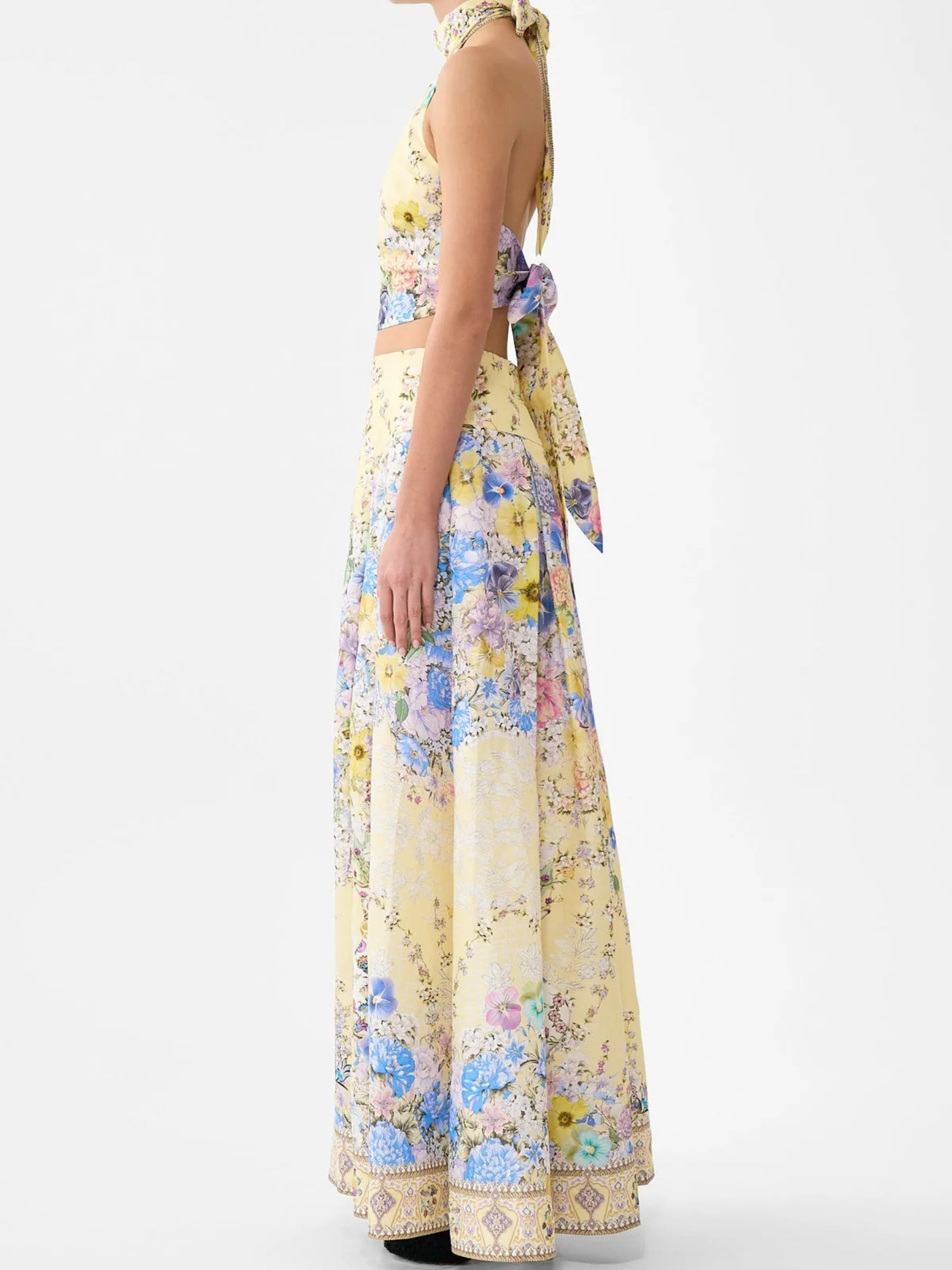 Corset Waist Maxi Skirt - Darling Buds
