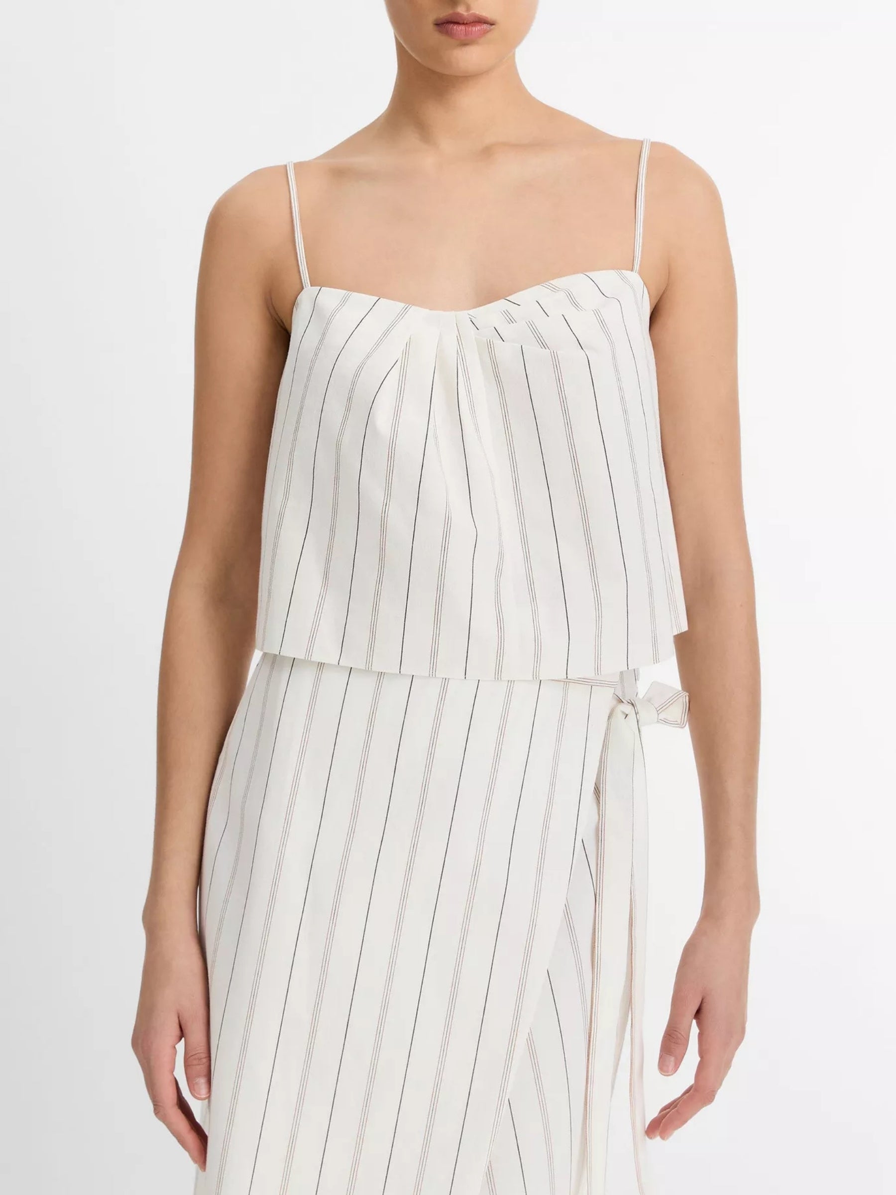 Seedling Stripe Draped Front Tank - Off White