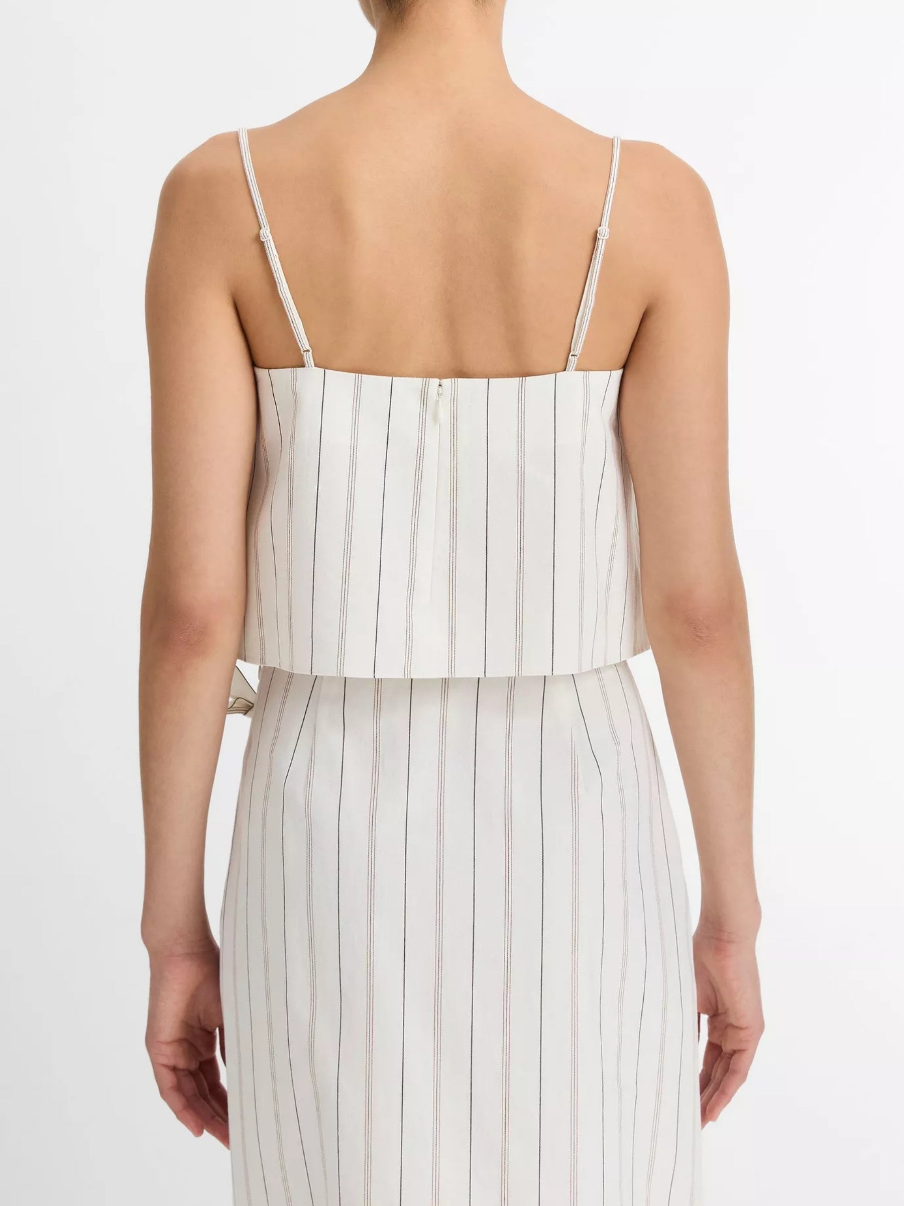 Seedling Stripe Draped Front Tank - Off White