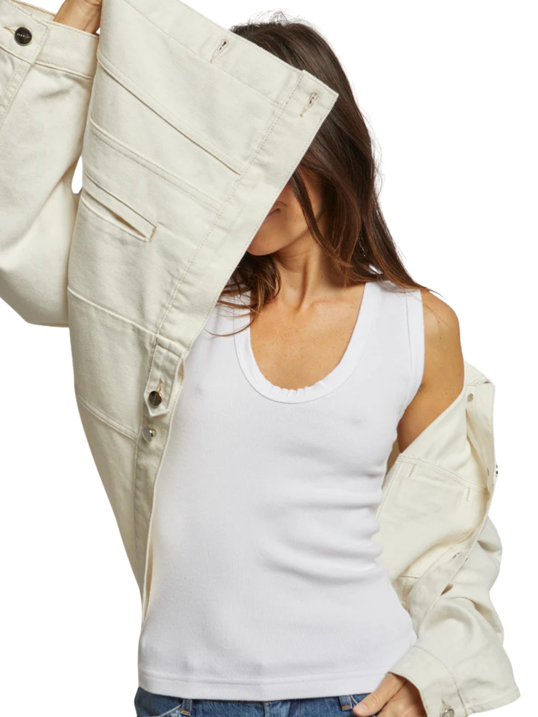 Jordan U Neck Ribbed Tank - White
