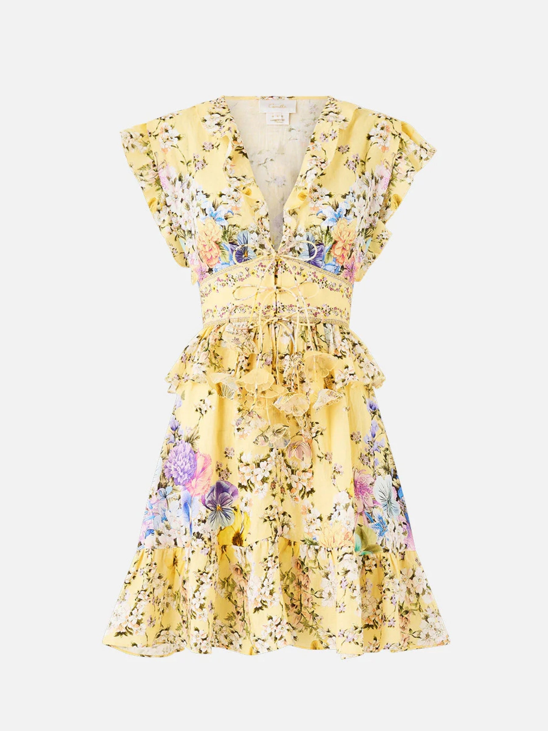 Waisted Short Dress w/ Ruffle Details - Darling Buds