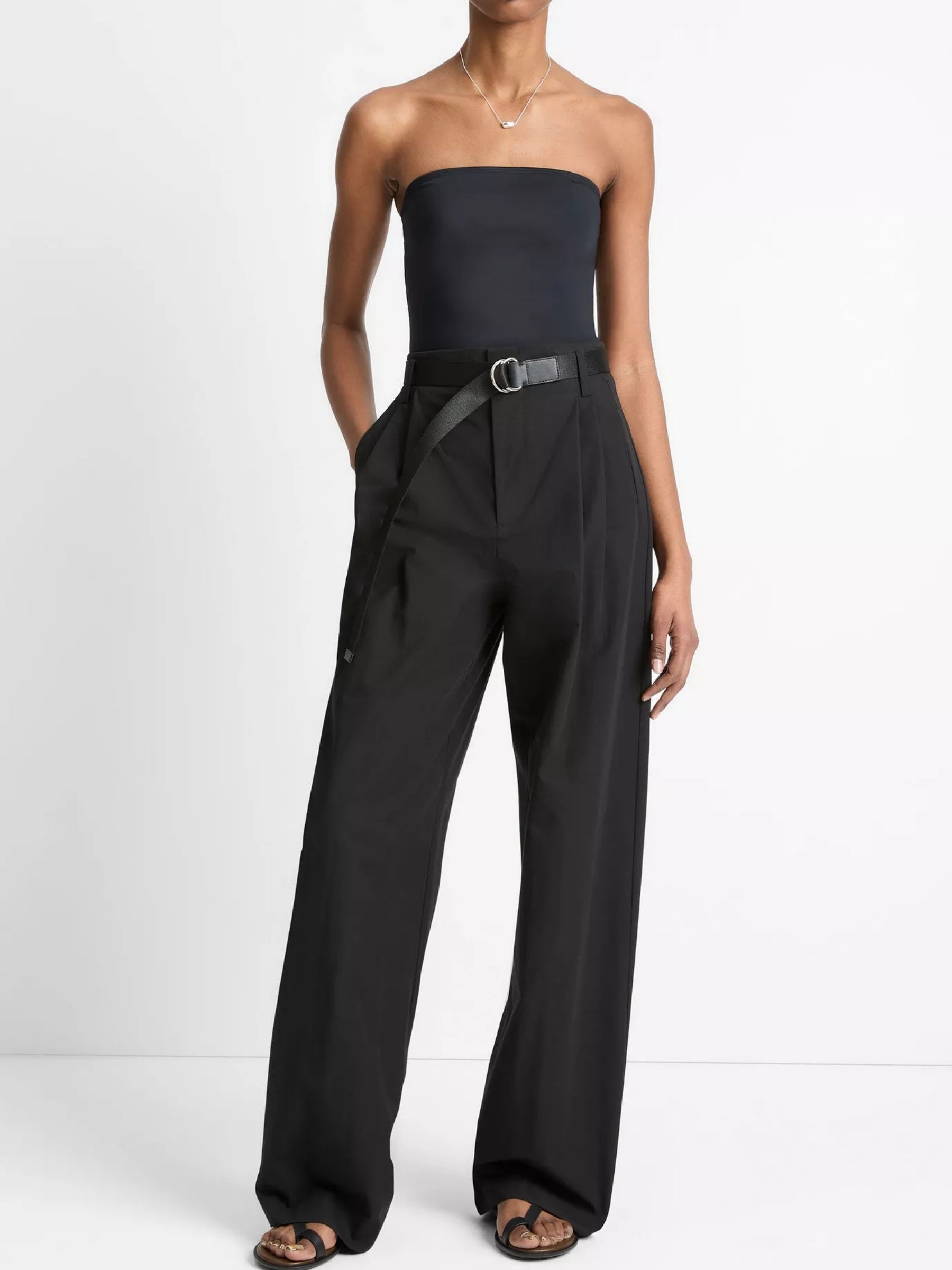 high waisted pleated dress pants High Rise Pleated Wide Leg