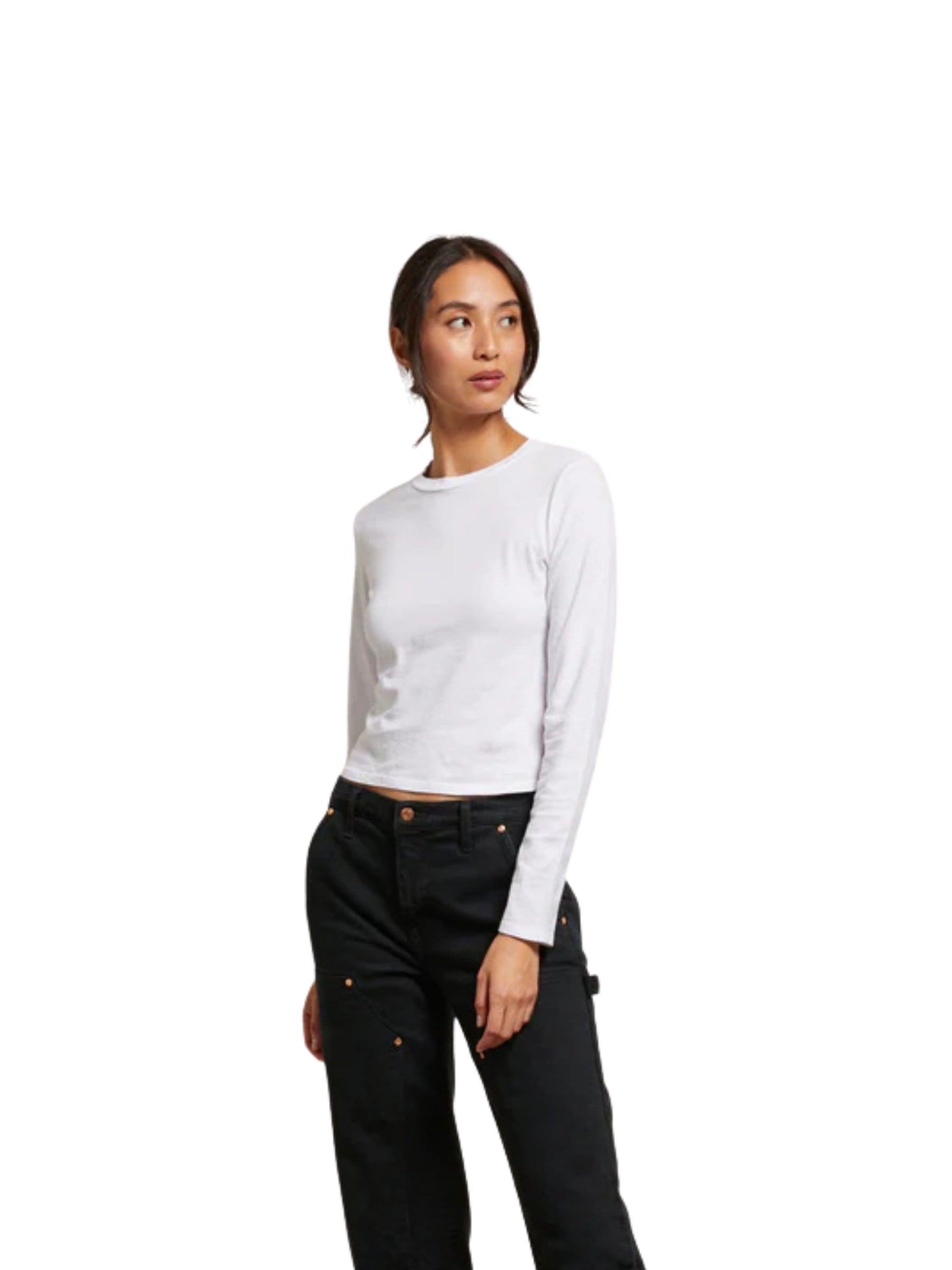 Jamie Recycled Cotton LS Tee - White