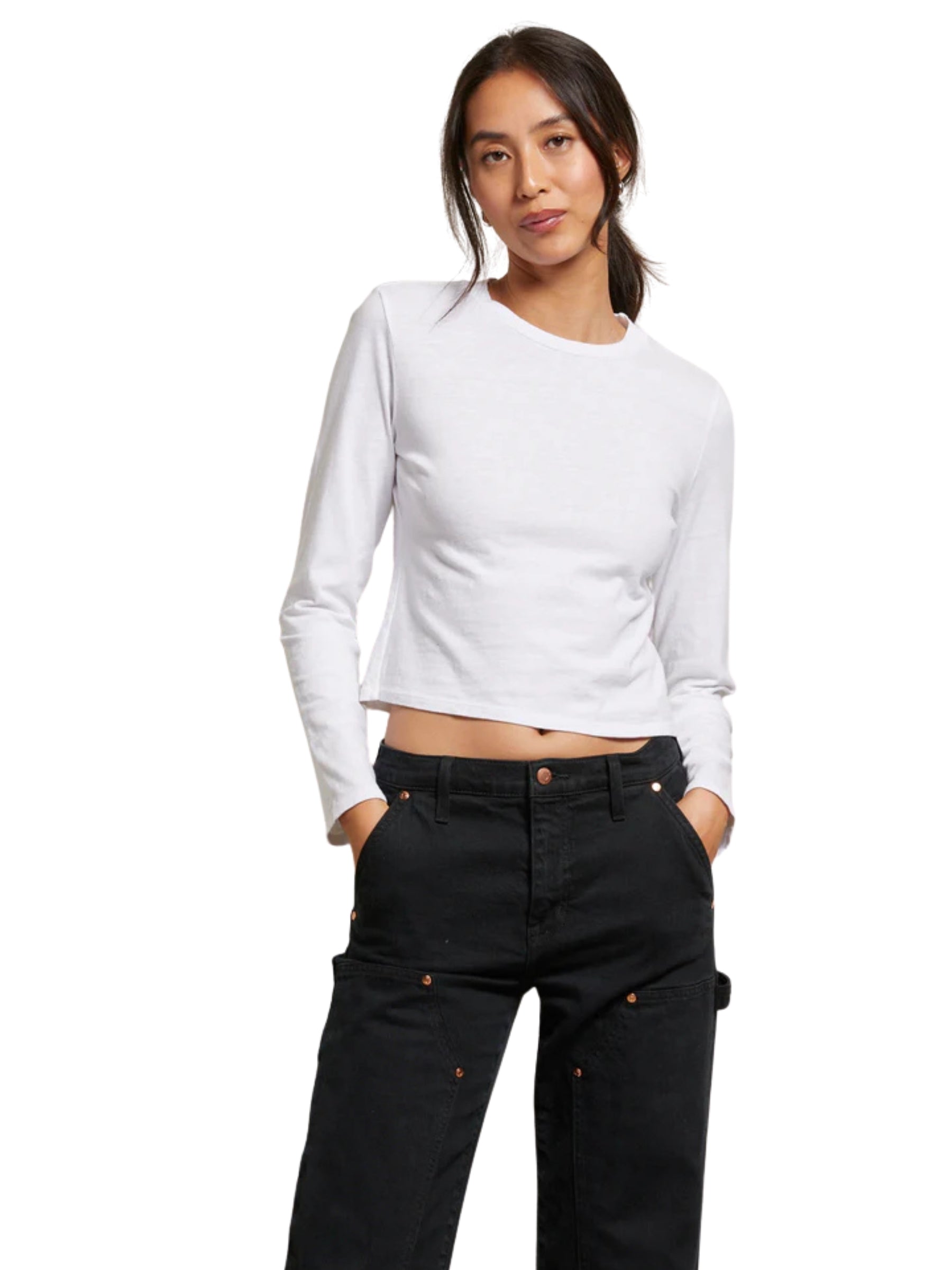 Jamie Recycled Cotton LS Tee - White