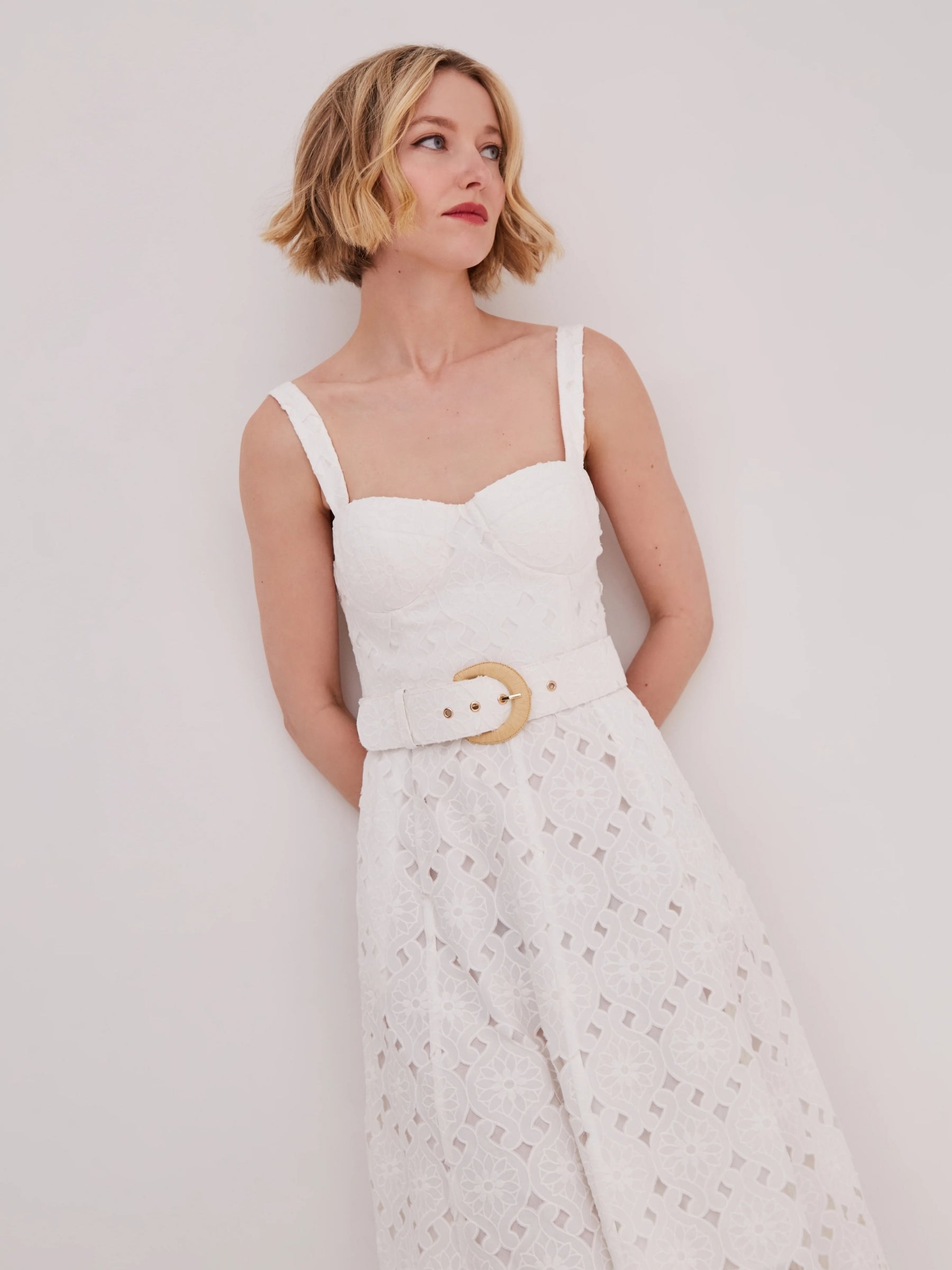 Calypso Dress - White Trellis Eyelet by Cara Cara — view 3