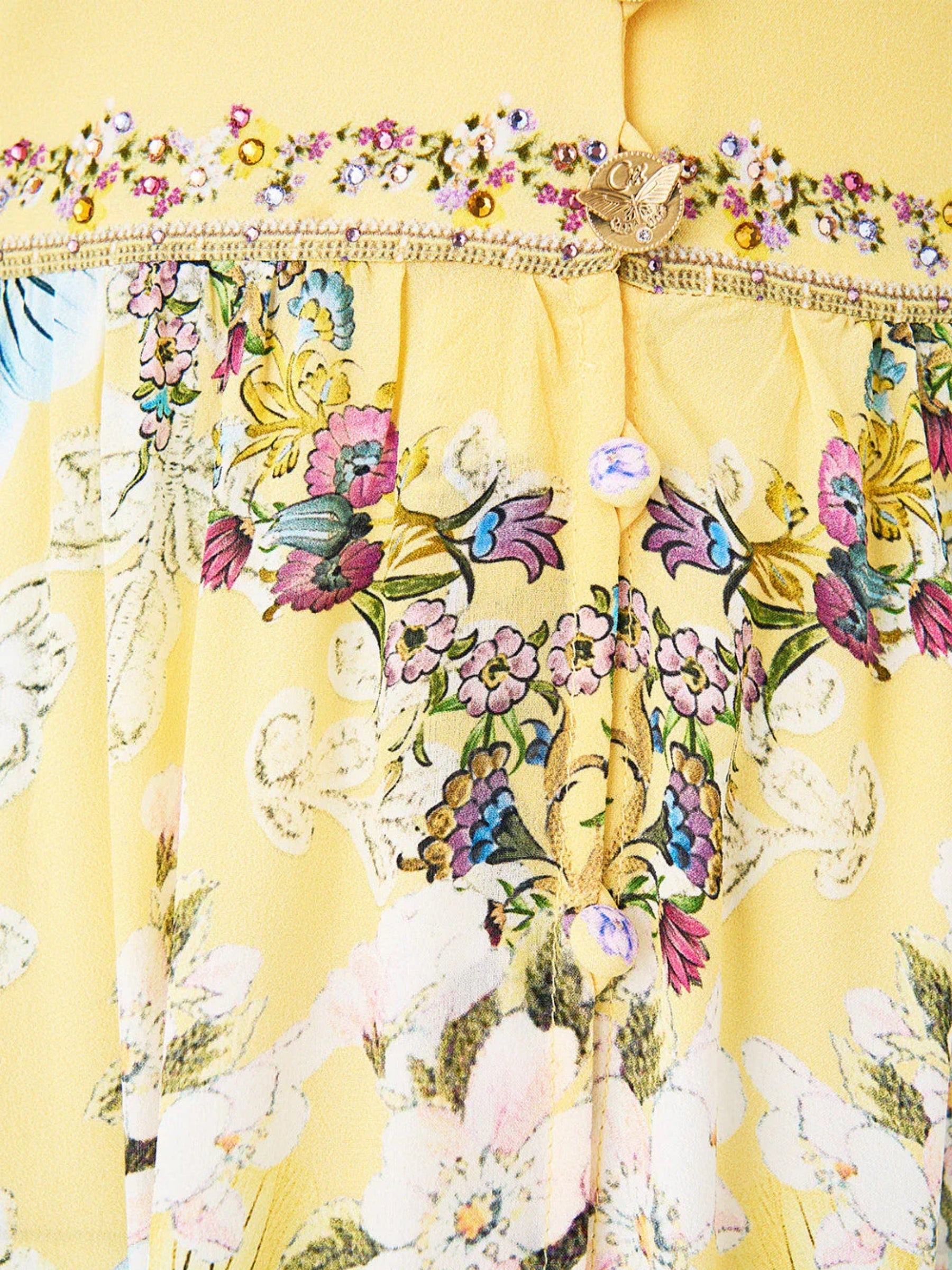 V Neck Bias Slip Dress w/ Back Frill - Darling Buds