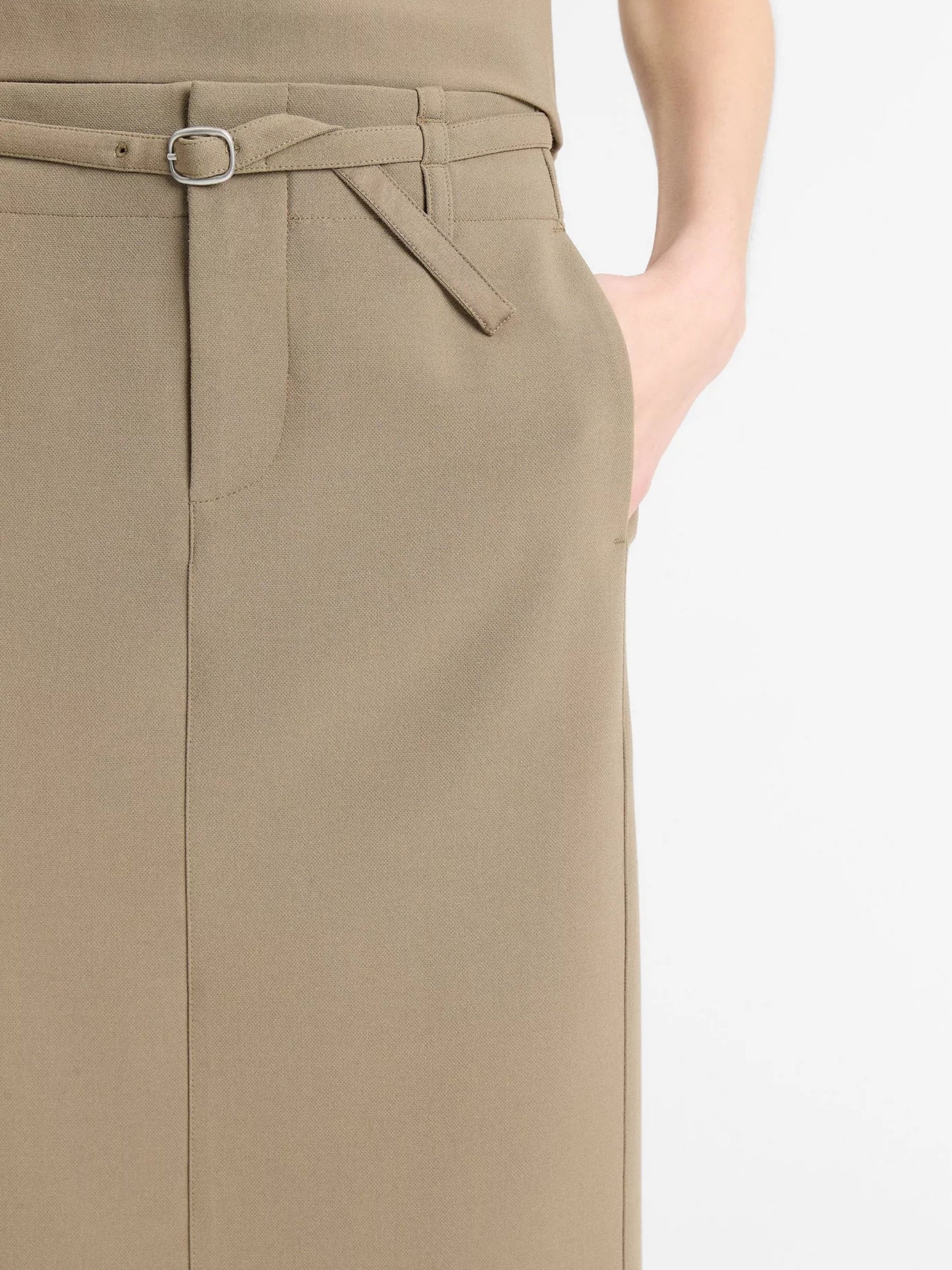 Belted Pencil Skirt - Oak Moss