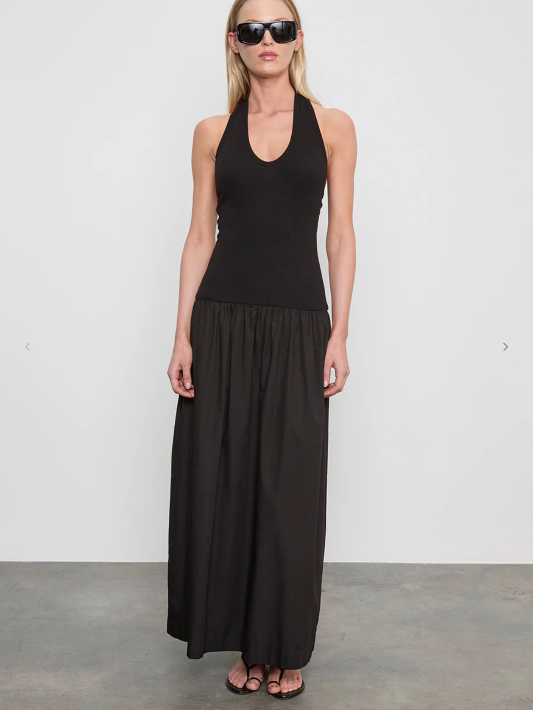 Cotton Halter Dress - Black