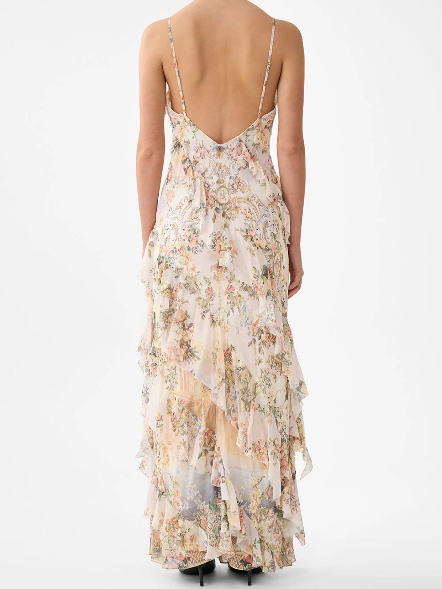 Asymmetrical Ruffle Slip Dress - Twilight in Istanbul