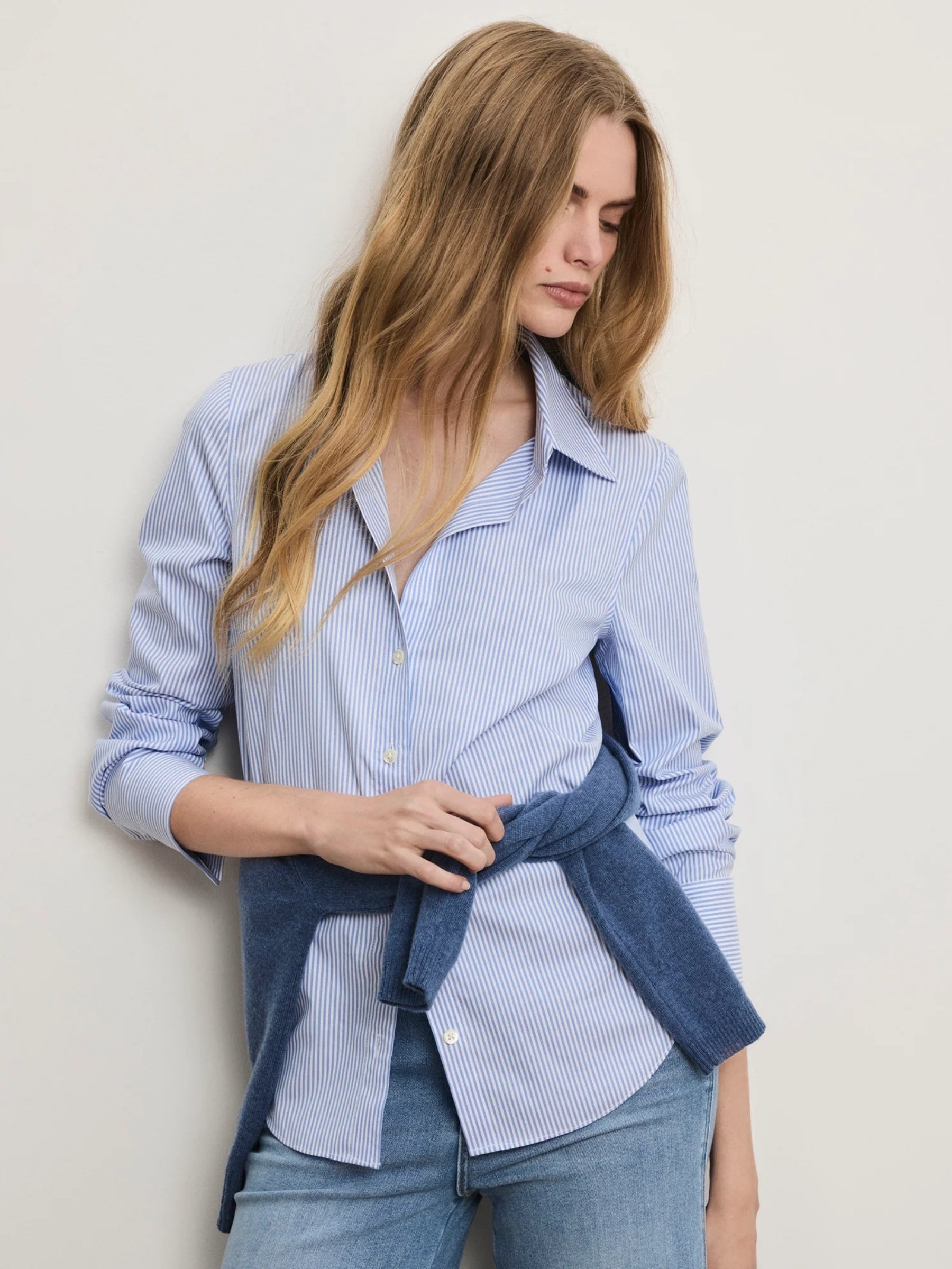 Amelia Shirt - Blue Jay/White