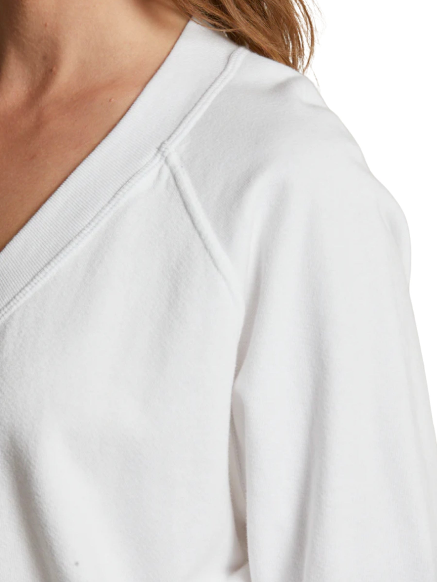 Sinead Relaxed Terry V Neck Sweatshirt - White