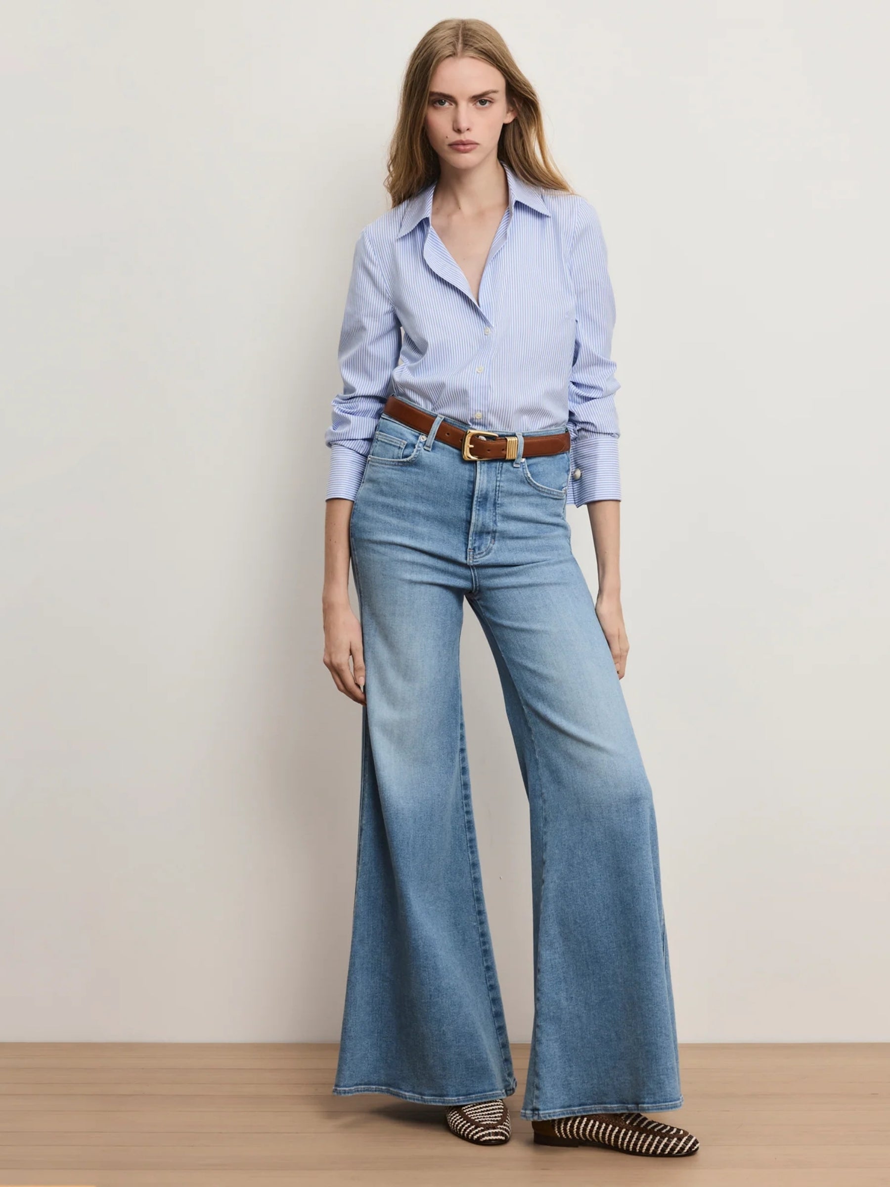 Amelia Shirt - Blue Jay/White