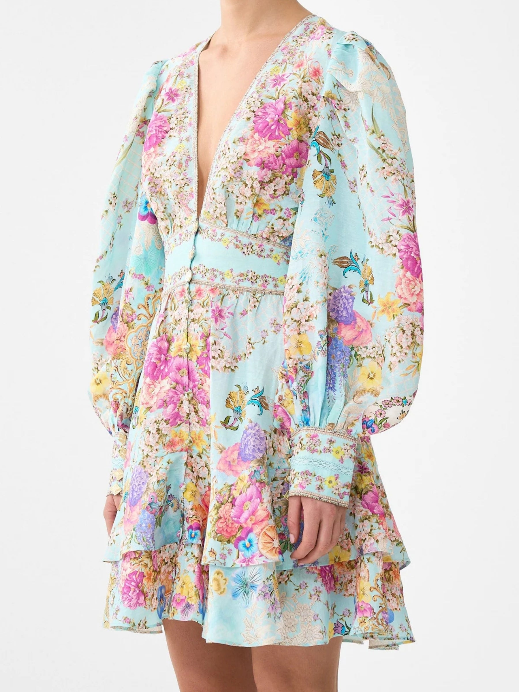 Button Front Frill Dress - Bazaar Blooms