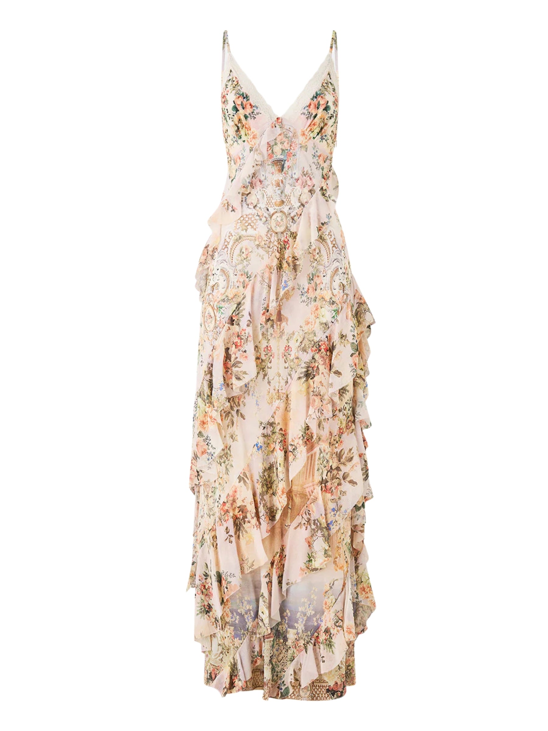 Asymmetrical Ruffle Slip Dress - Twilight in Istanbul