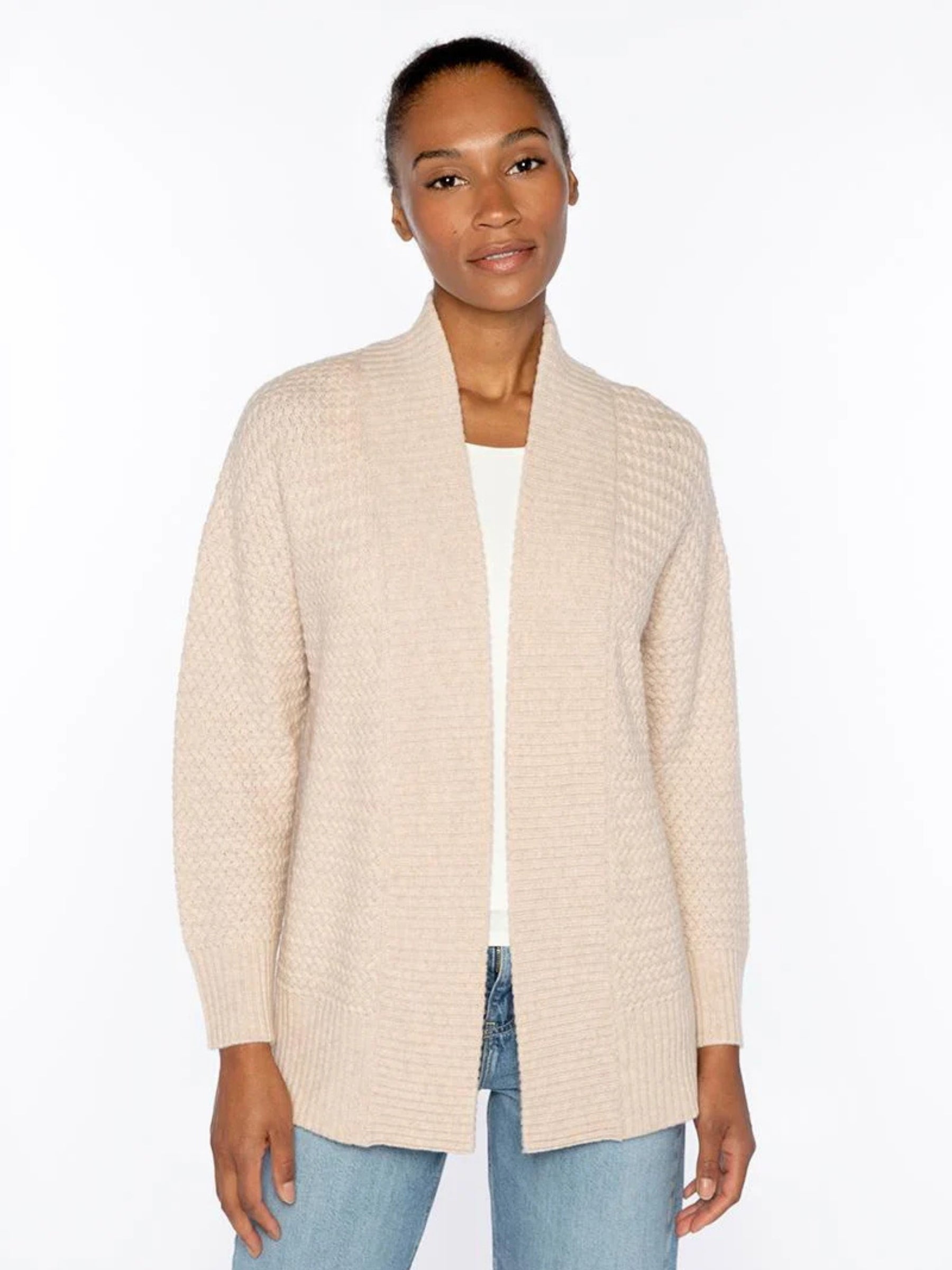 Luxe Textured Easy Cardigan - Cameo