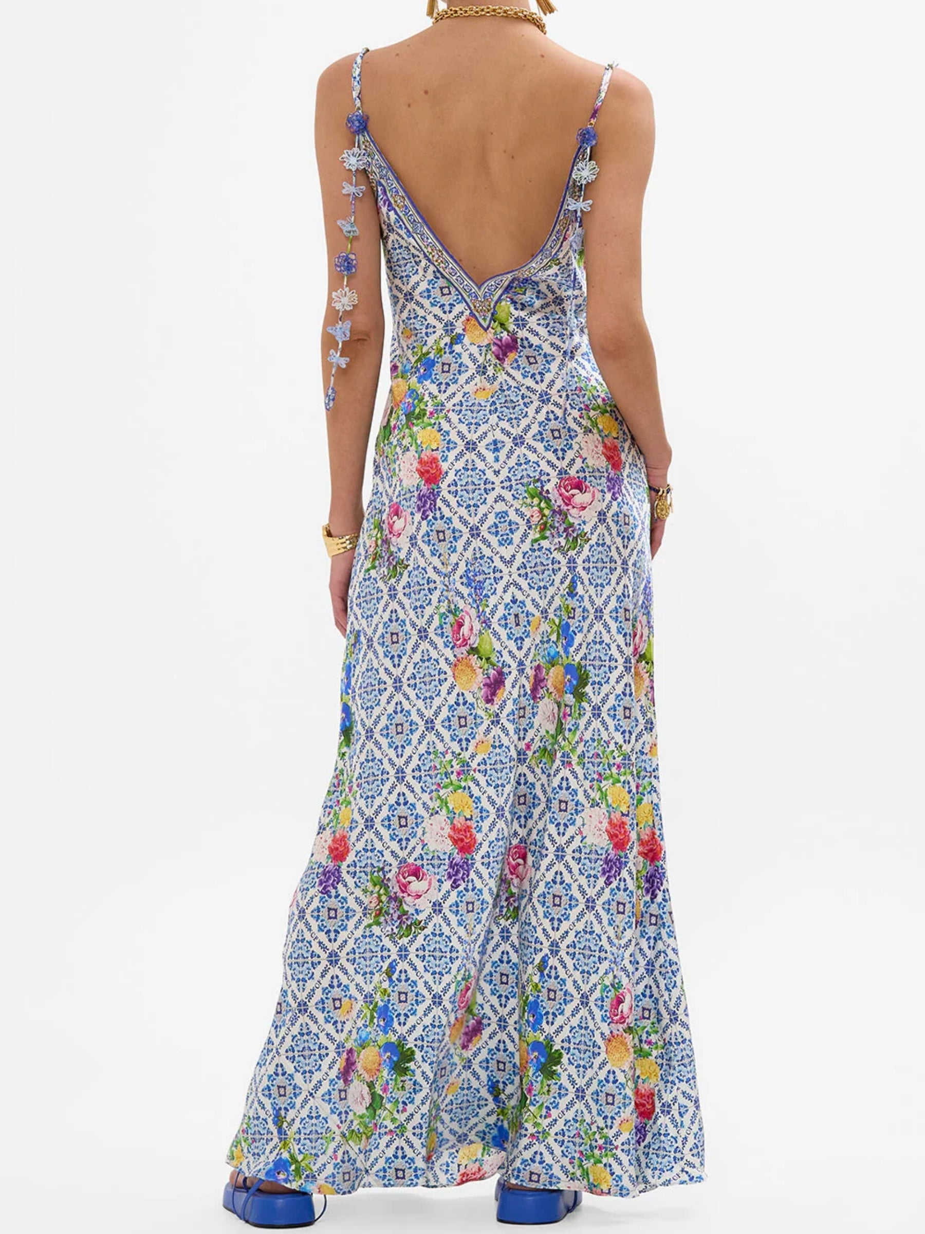 V Neck Full Length Bias Slip Dress - Wall to Wall Wonders
