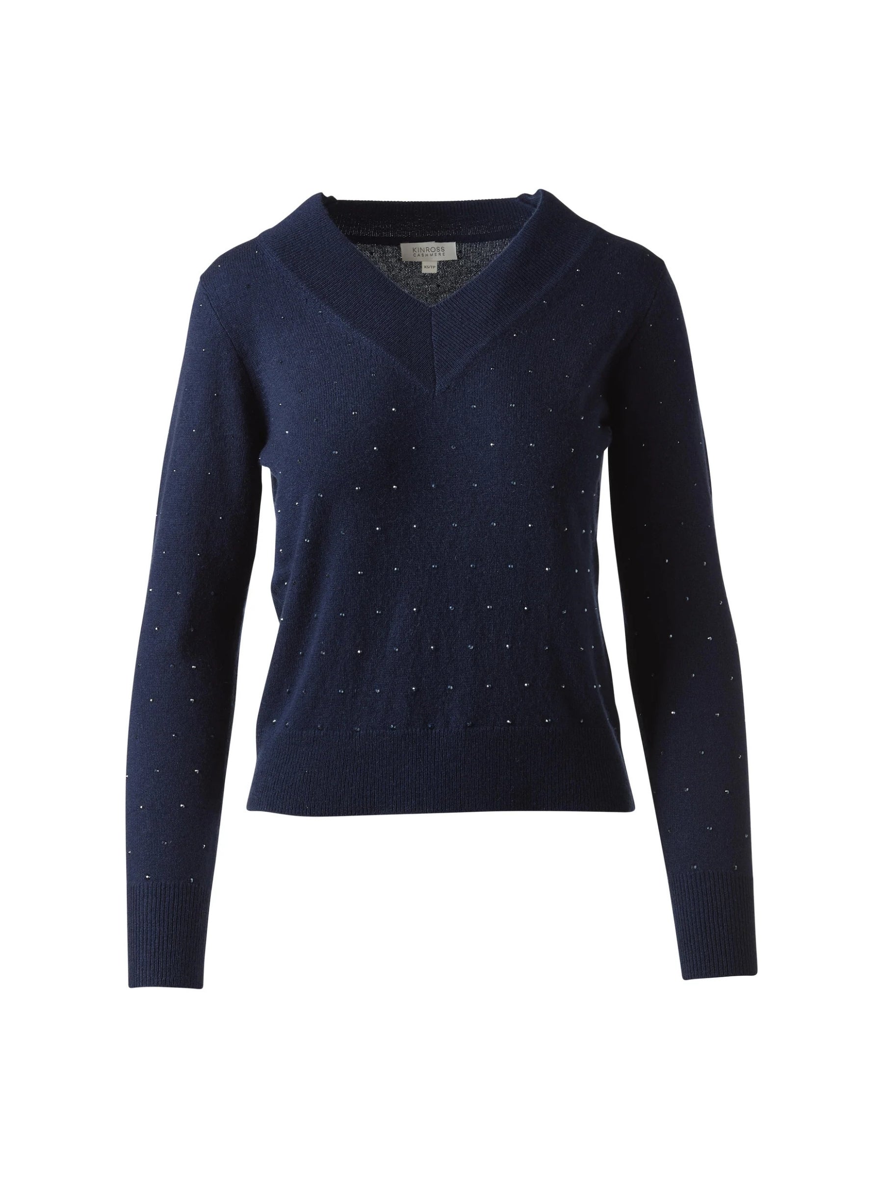 Crystal Vee Sweater - Navy