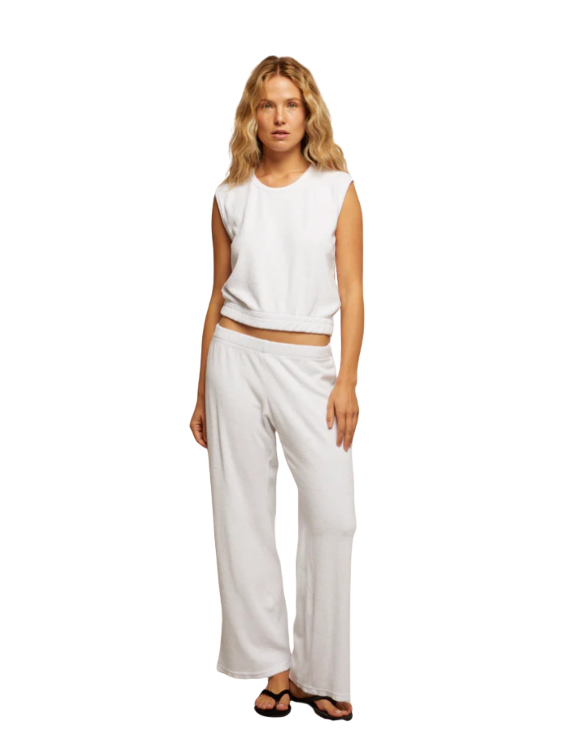 Katie Loop Terry Pull On Sweatpant - White