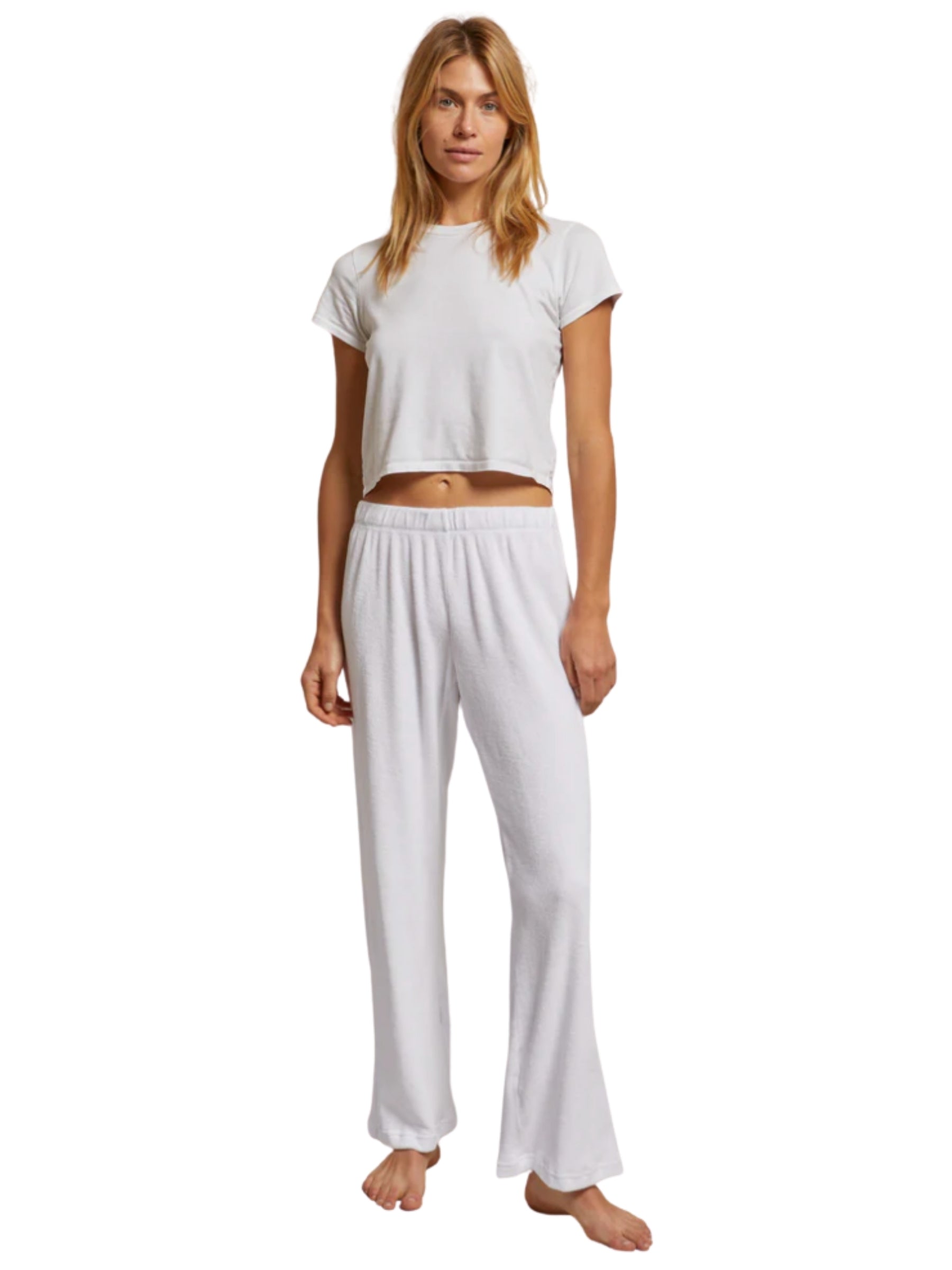 Katie Loop Terry Pull On Sweatpant - White