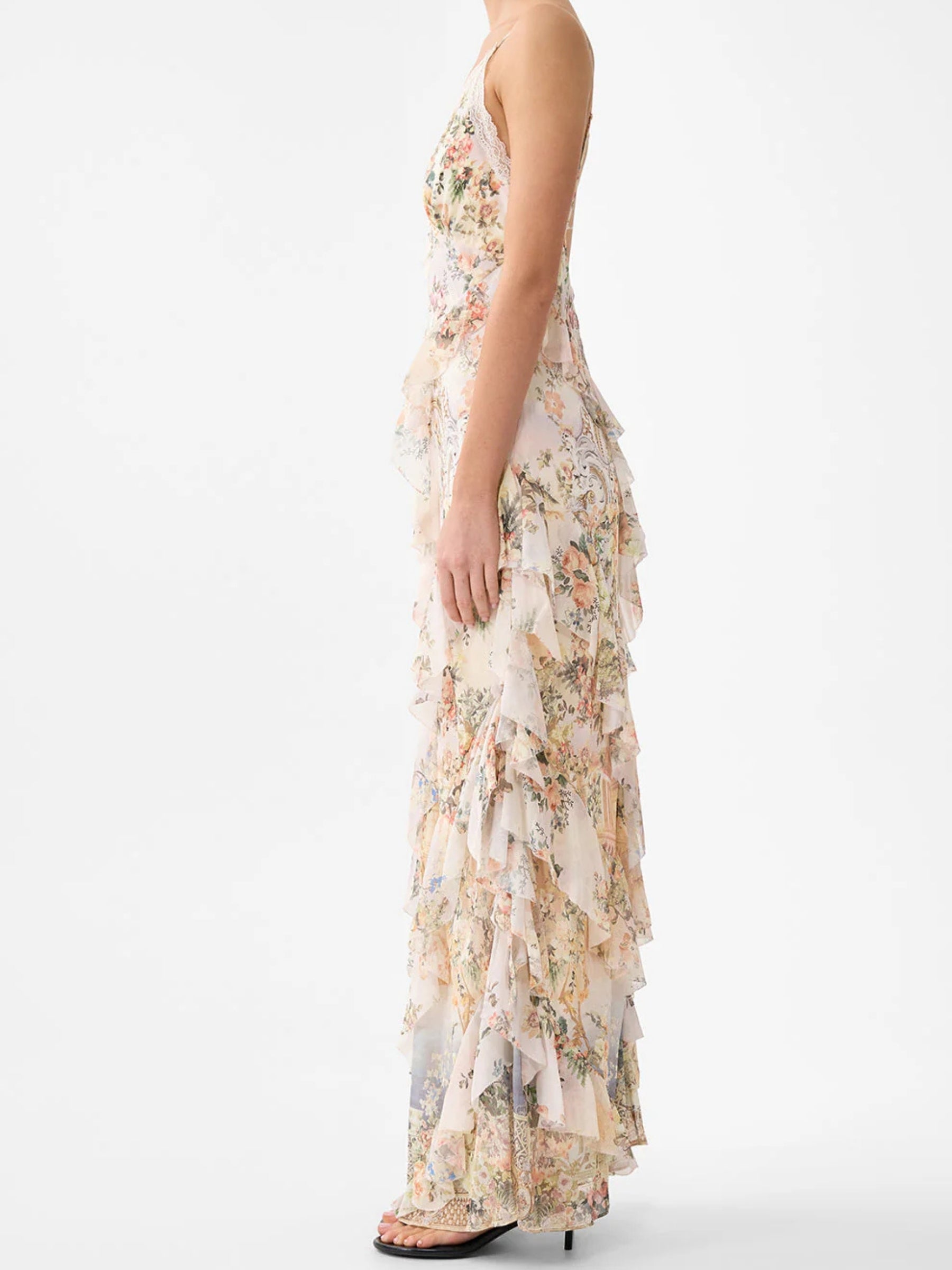 Asymmetrical Ruffle Slip Dress - Twilight in Istanbul