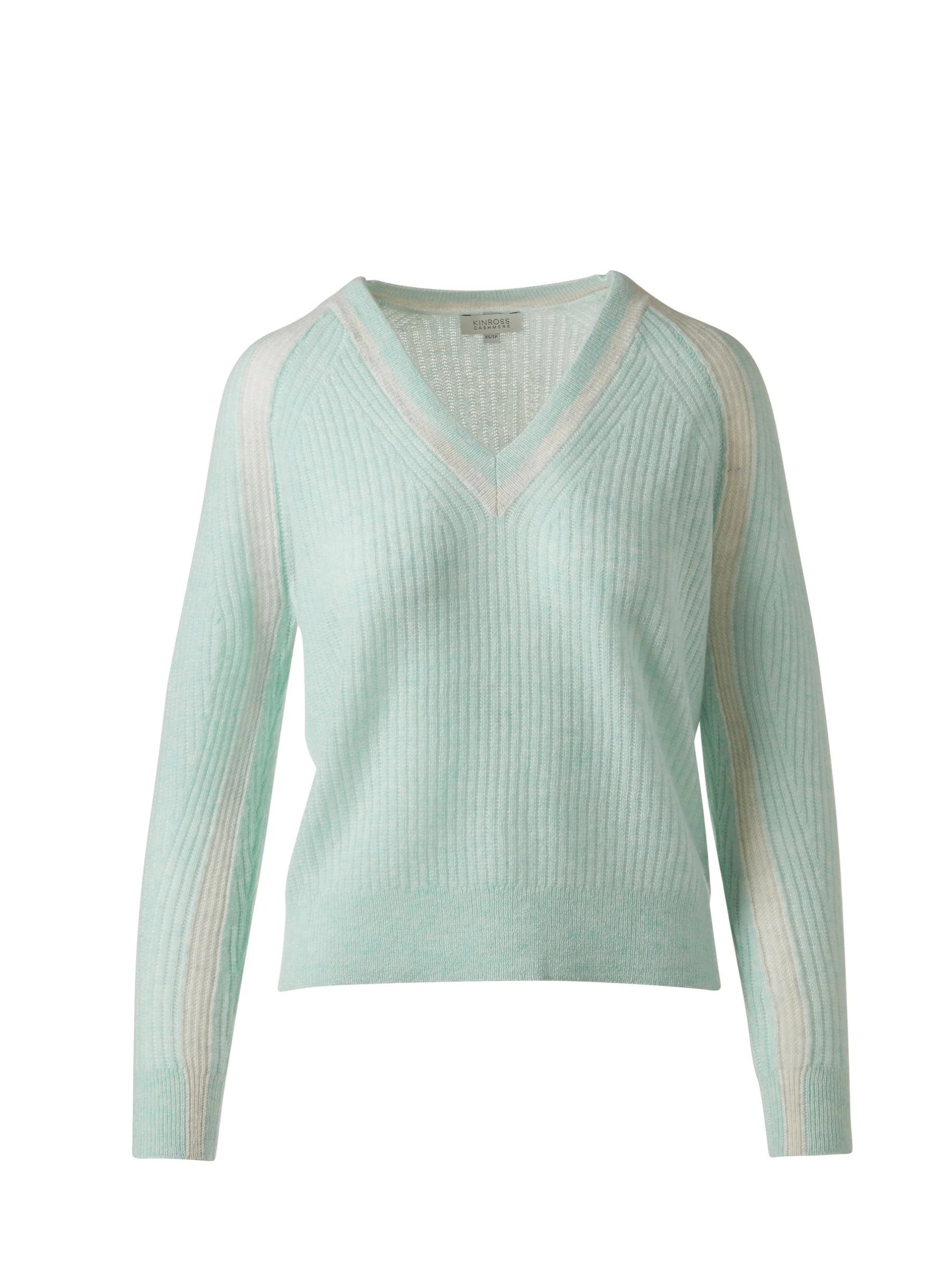 Contrast Trim Rib Vee - Seaglass