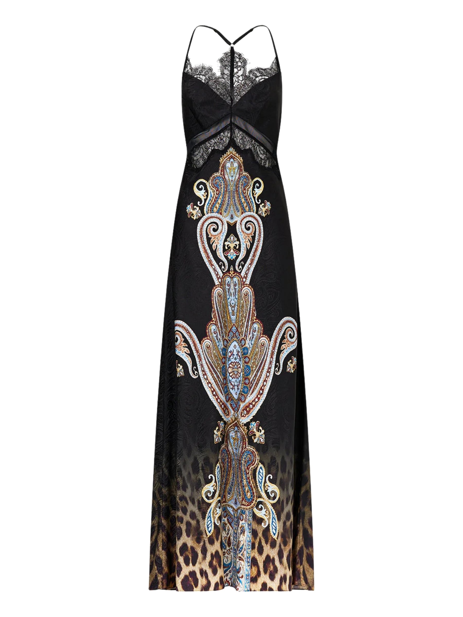 Lace Splice Bias Long Dress - Istambul Animalia