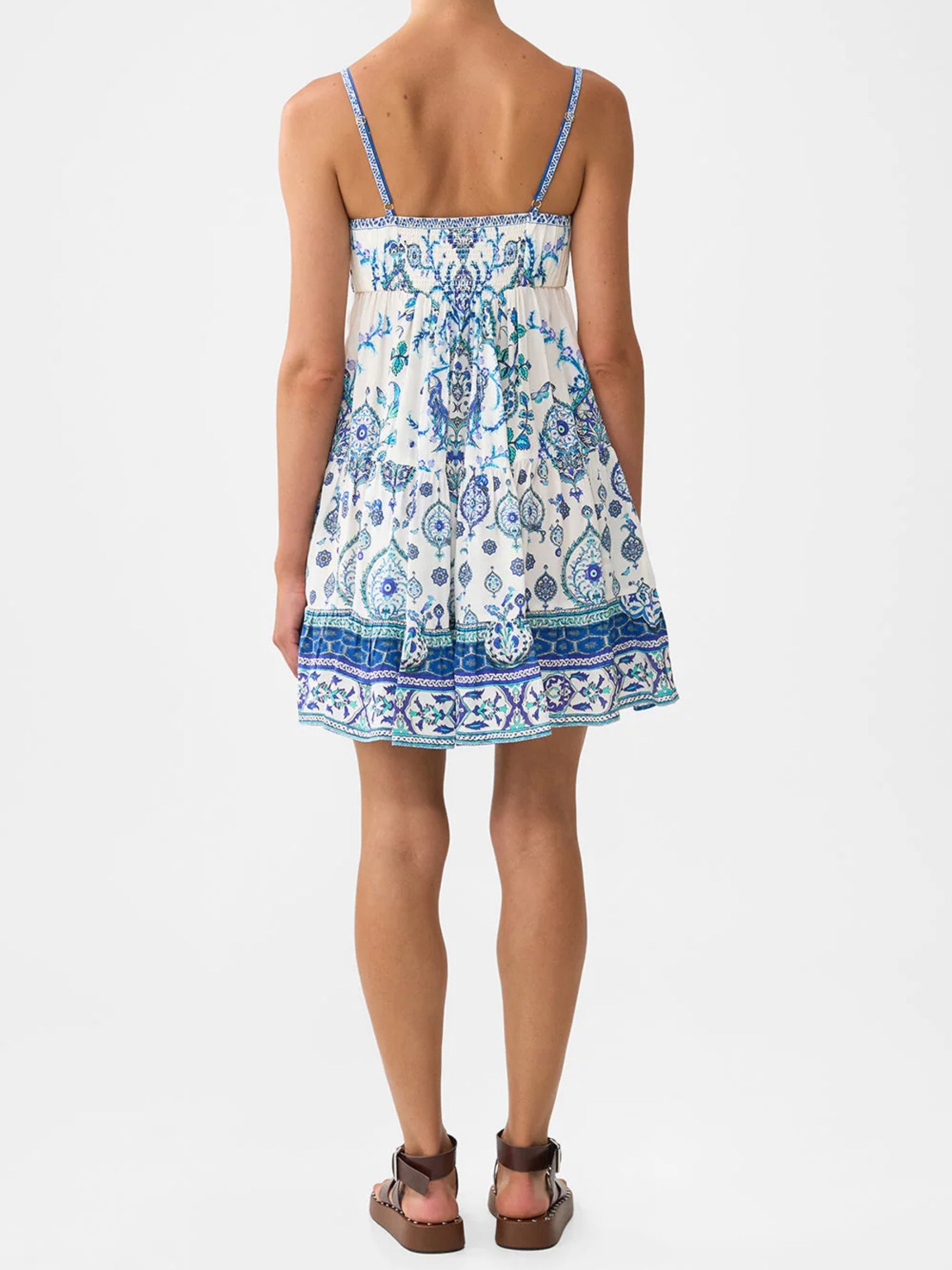 Gathered Bust Tiered Mini Dress - Isnik Lullaby