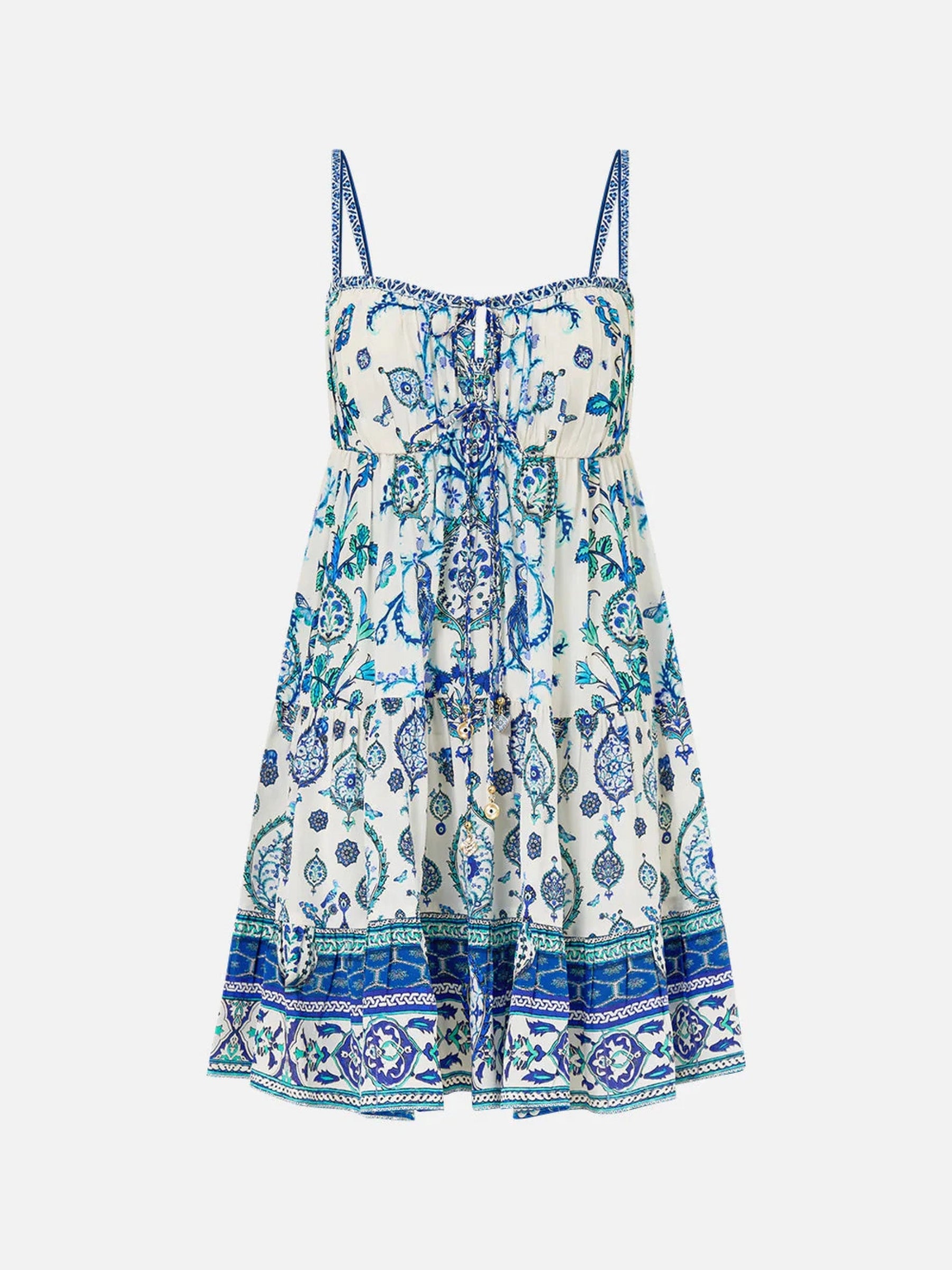 Gathered Bust Tiered Mini Dress - Isnik Lullaby