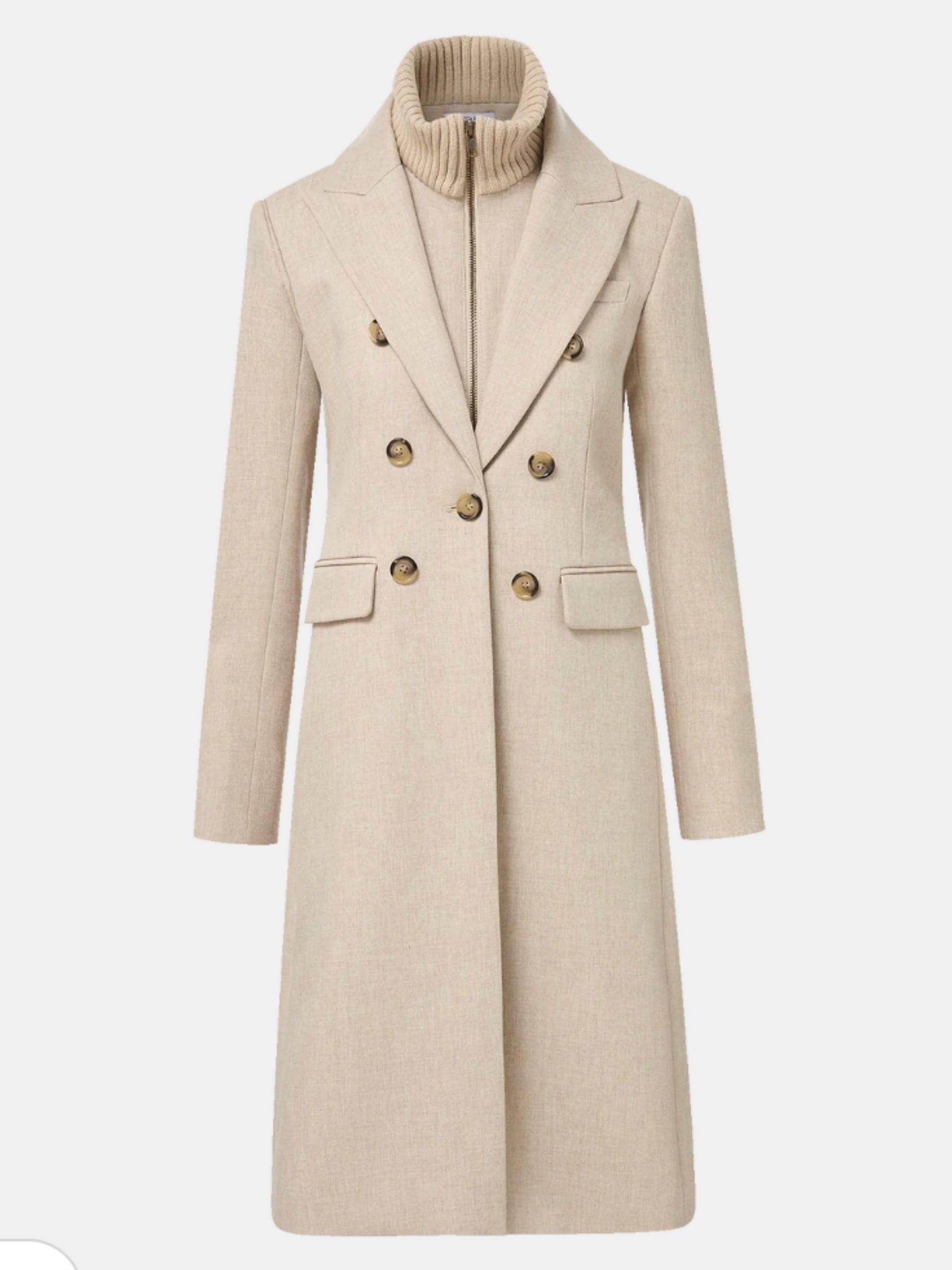 Stryder Double Breasted Dickey Coat - Oyster Melange