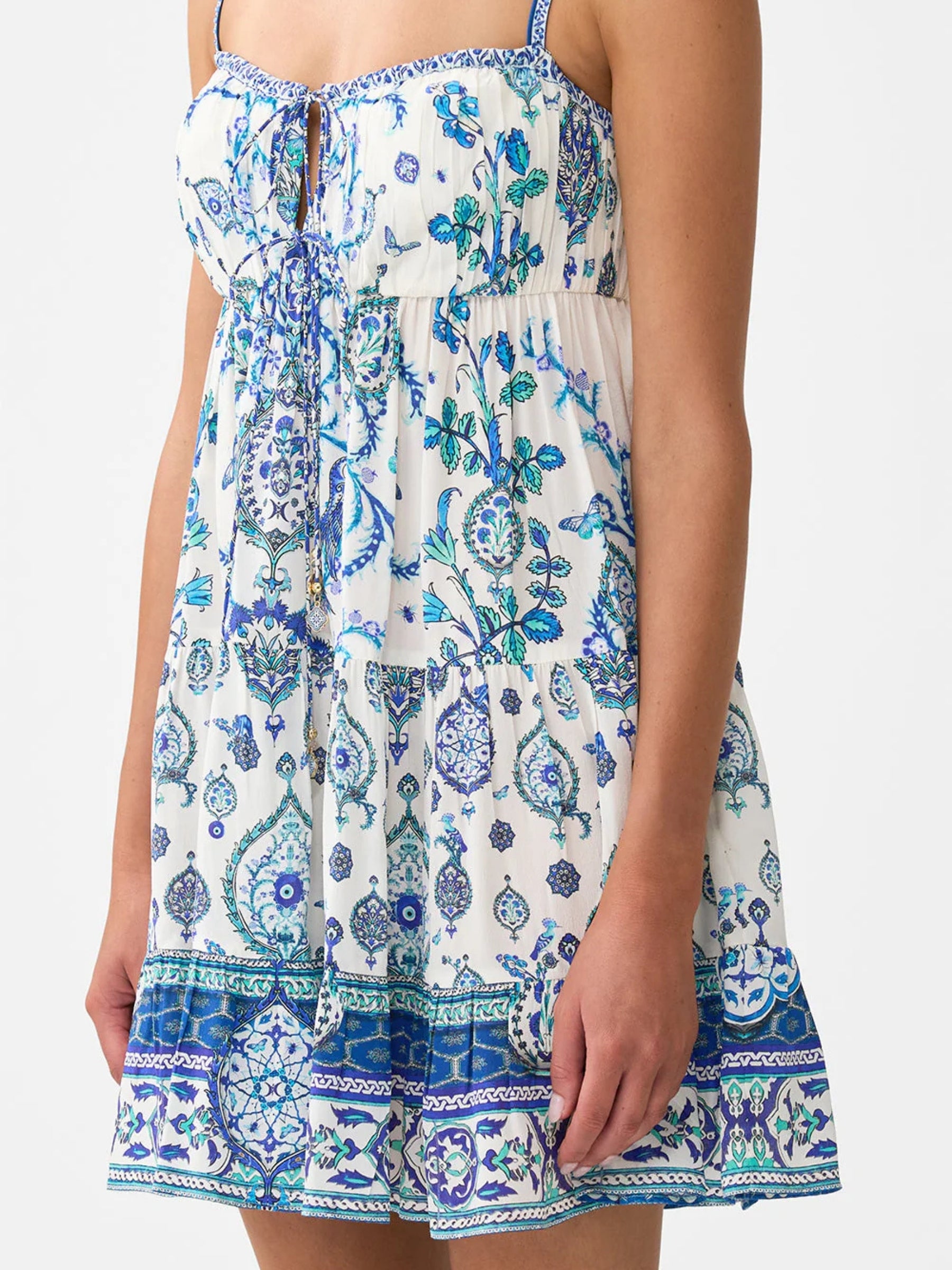 Gathered Bust Tiered Mini Dress - Isnik Lullaby