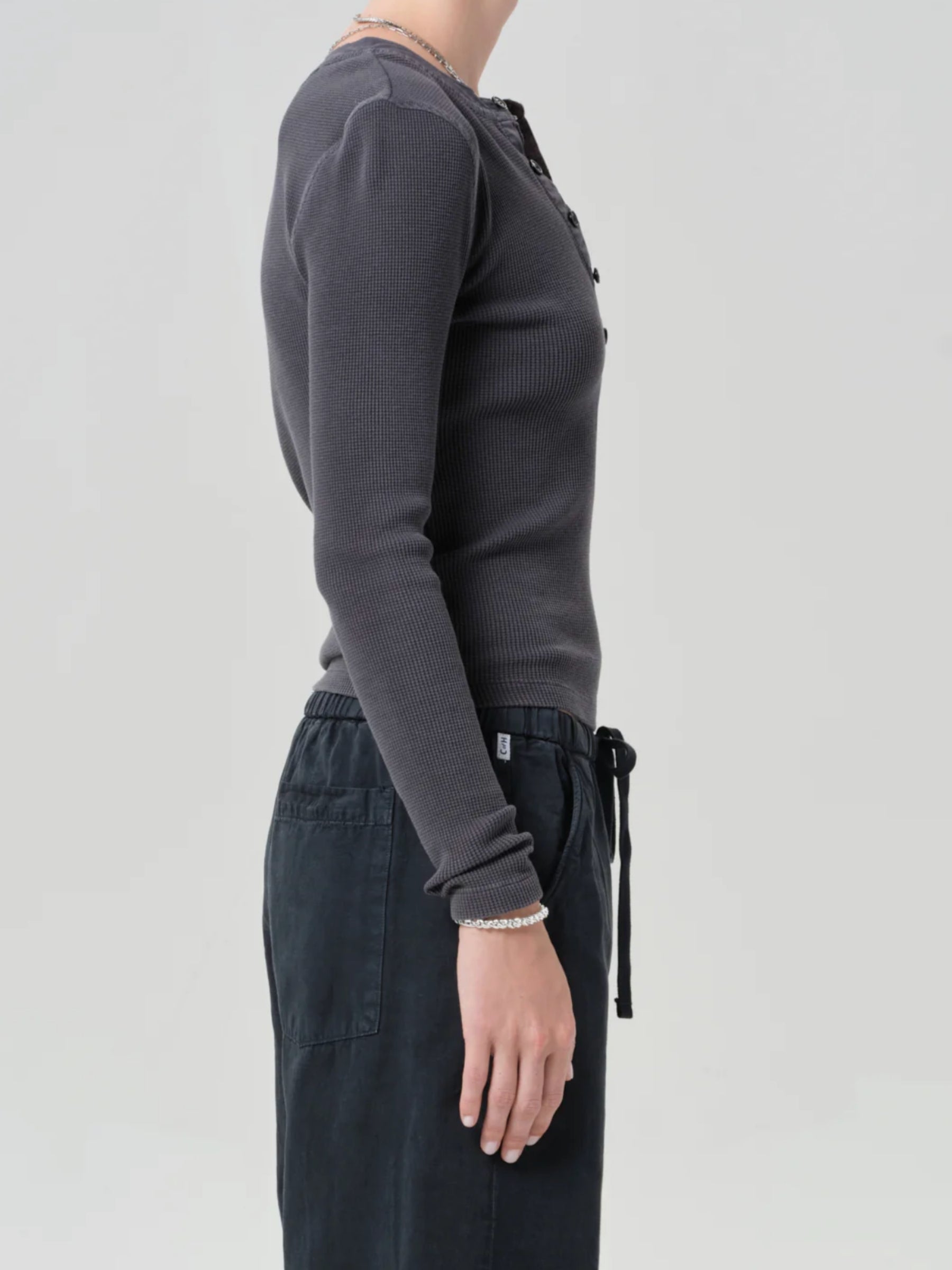 Drea Waffle Henley - Charcoal by Citizens of Humanity — view 3