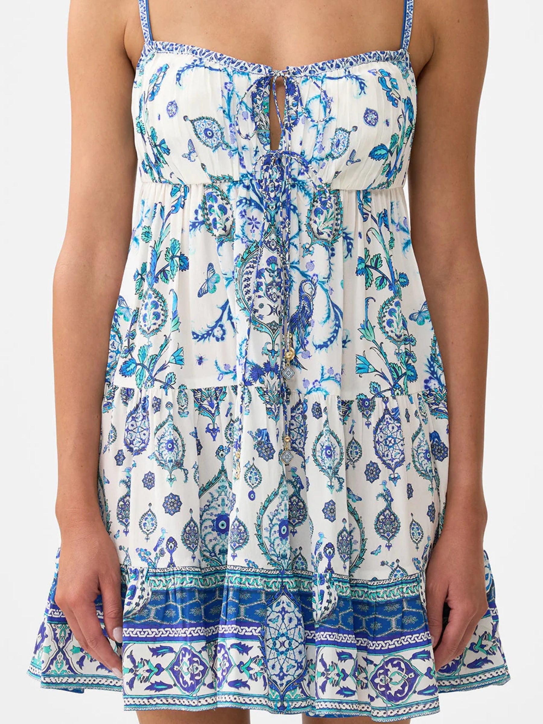 Gathered Bust Tiered Mini Dress - Isnik Lullaby