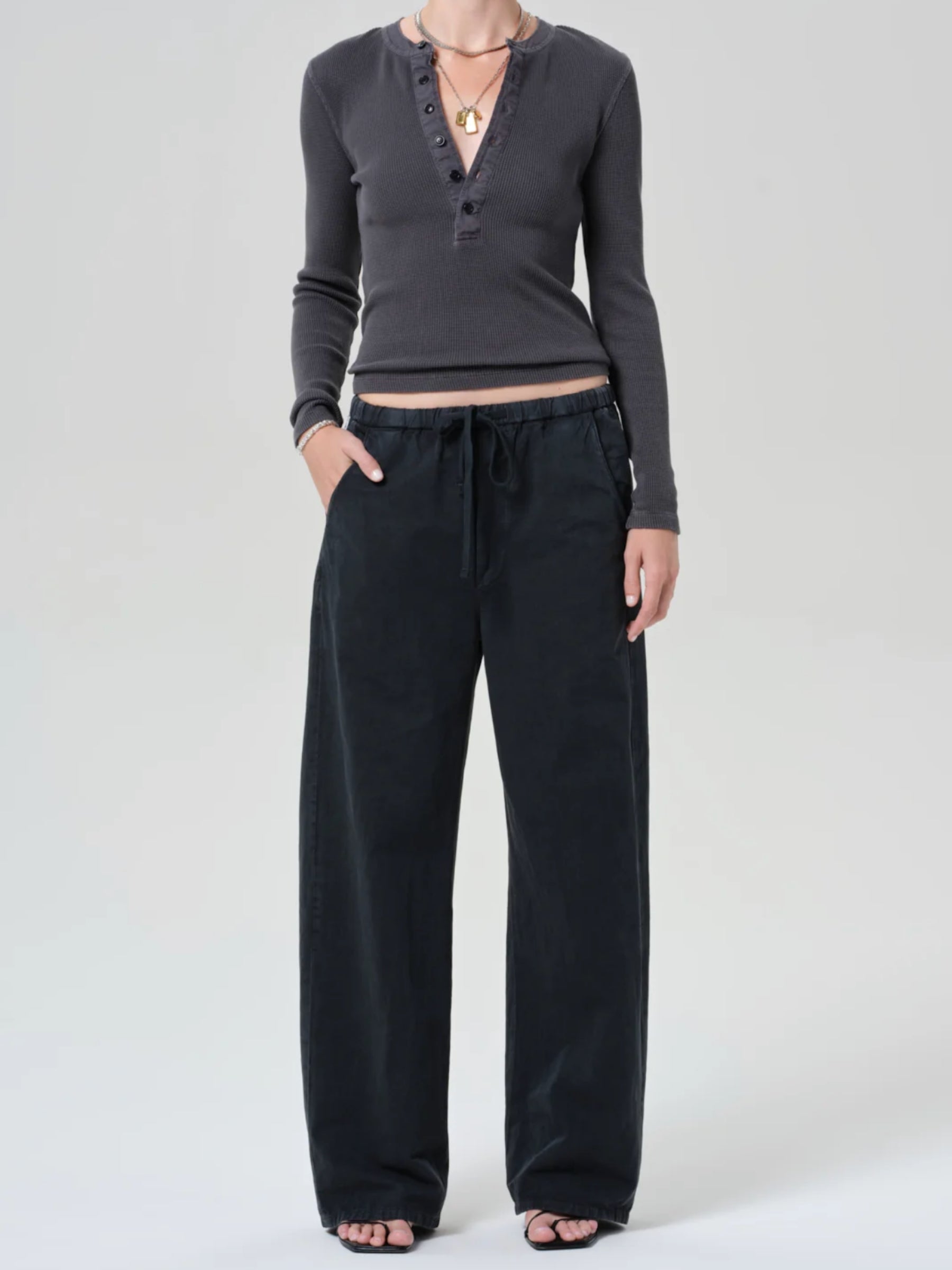 Drea Waffle Henley - Charcoal by Citizens of Humanity — view 4