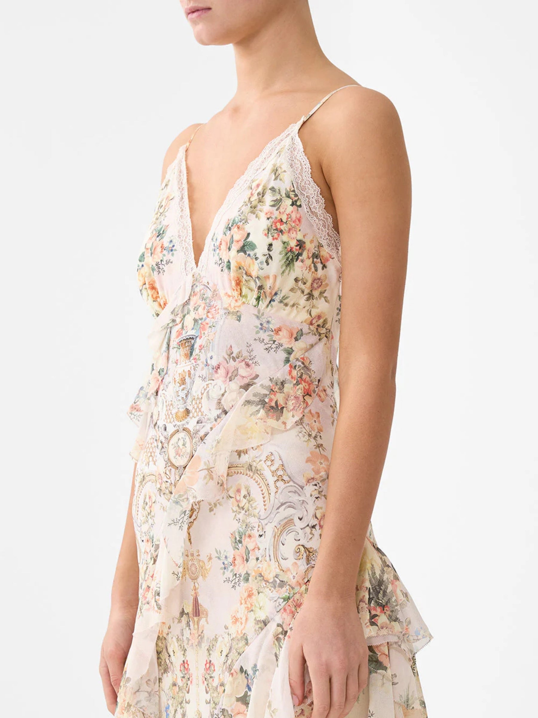 Asymmetrical Ruffle Slip Dress - Twilight in Istanbul