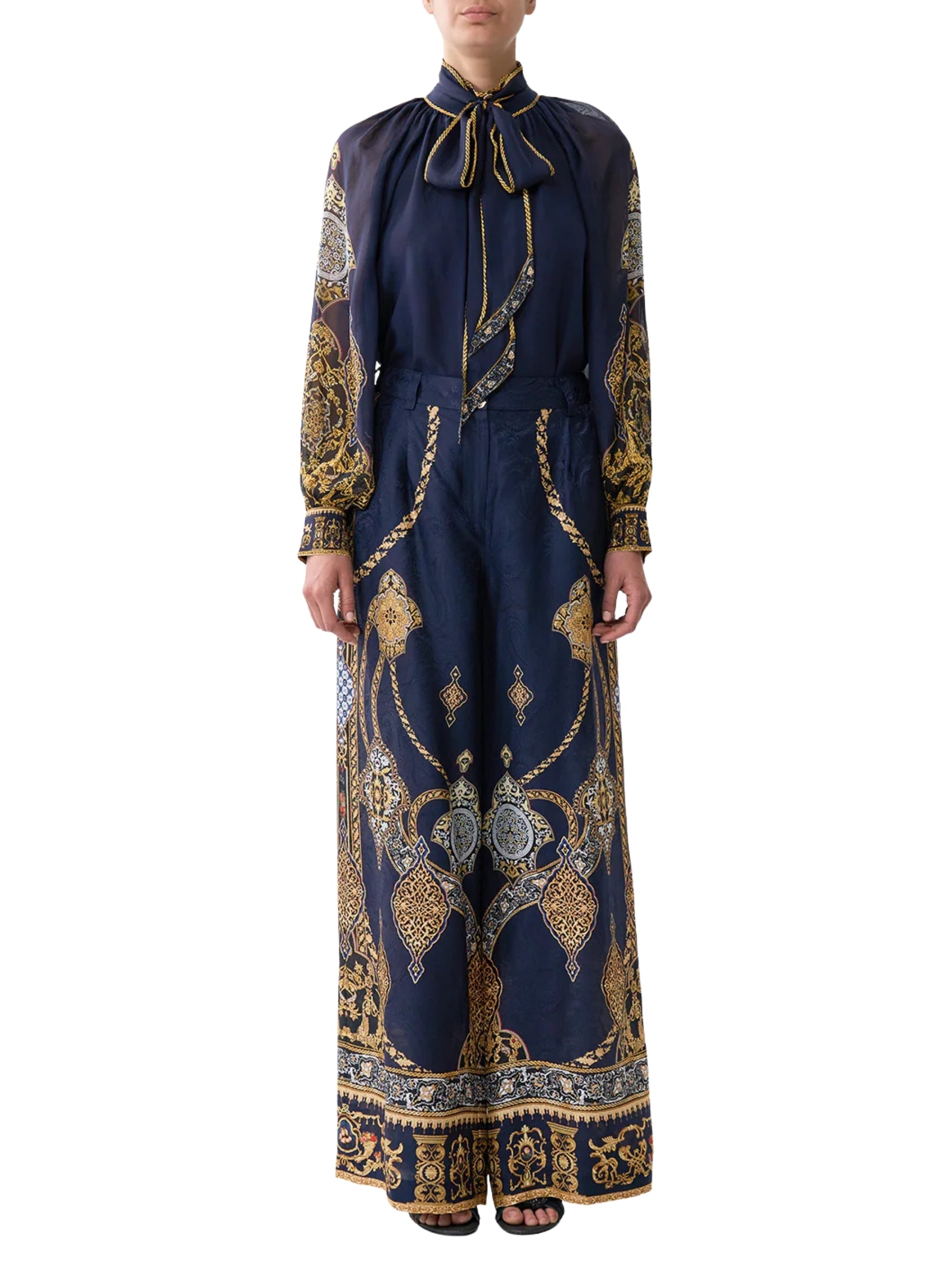 Detachable Pussy Bow Raglan Blouse - The Imperial Gate