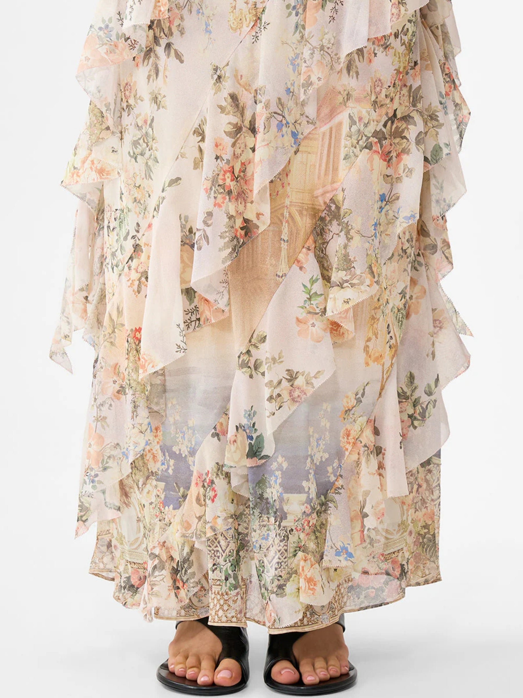 Asymmetrical Ruffle Slip Dress - Twilight in Istanbul