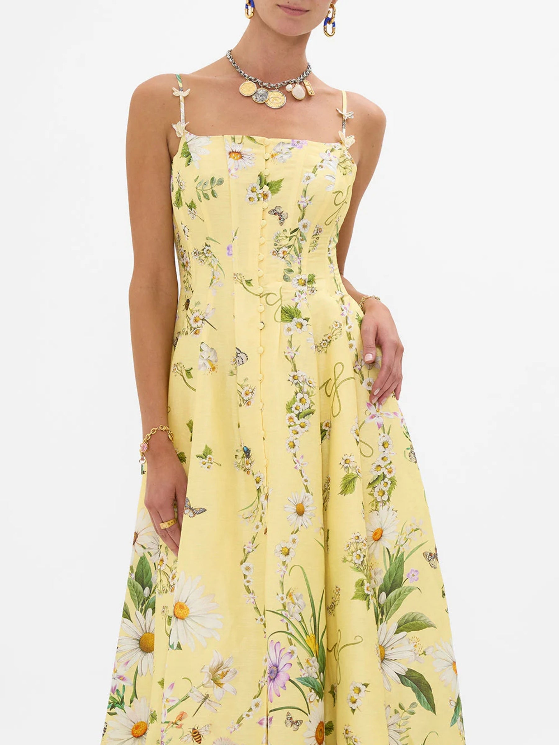 Corset Dress with Long Flared Skirt - Daisy Chain