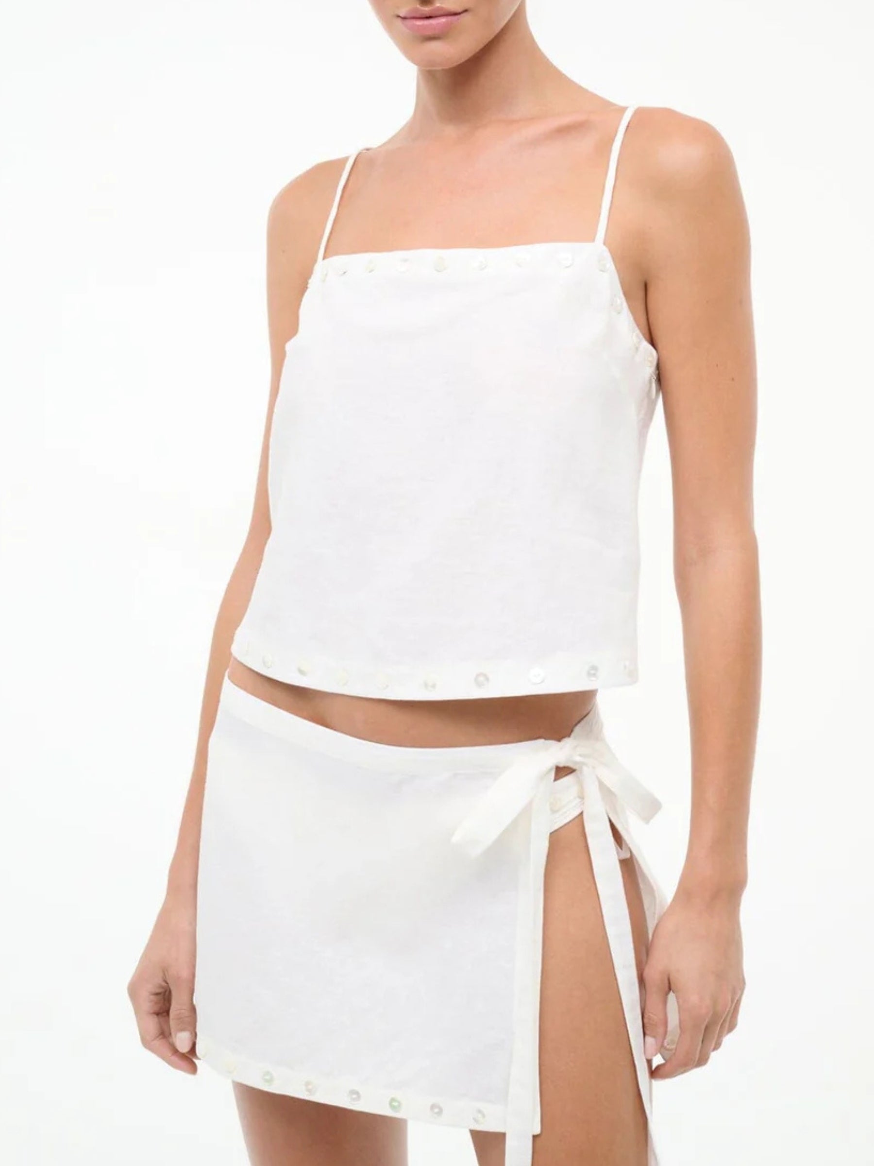 Kira Linen Tank - Ivory by Staud — view 3