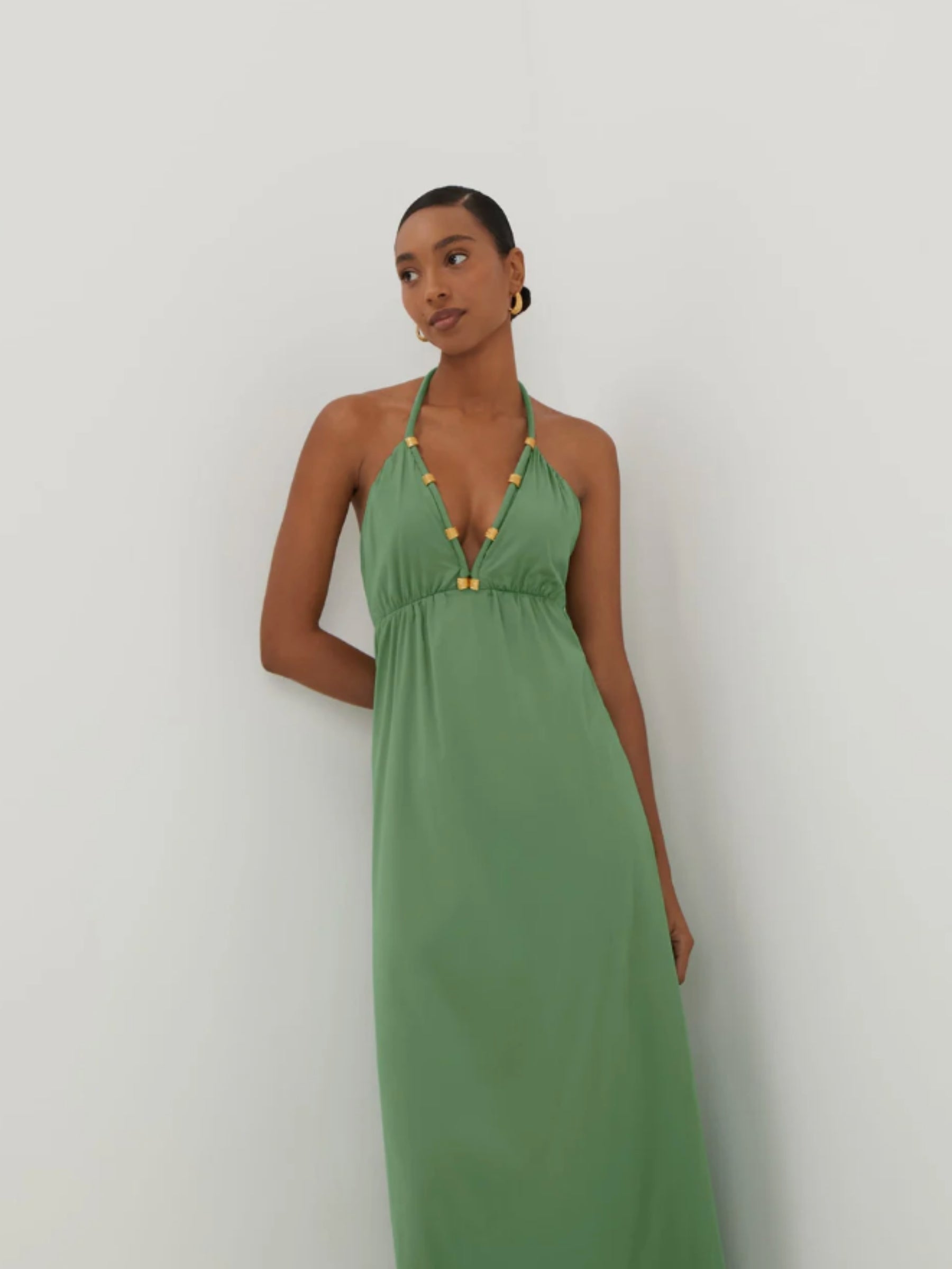 Solid Livie Long Dress – Green