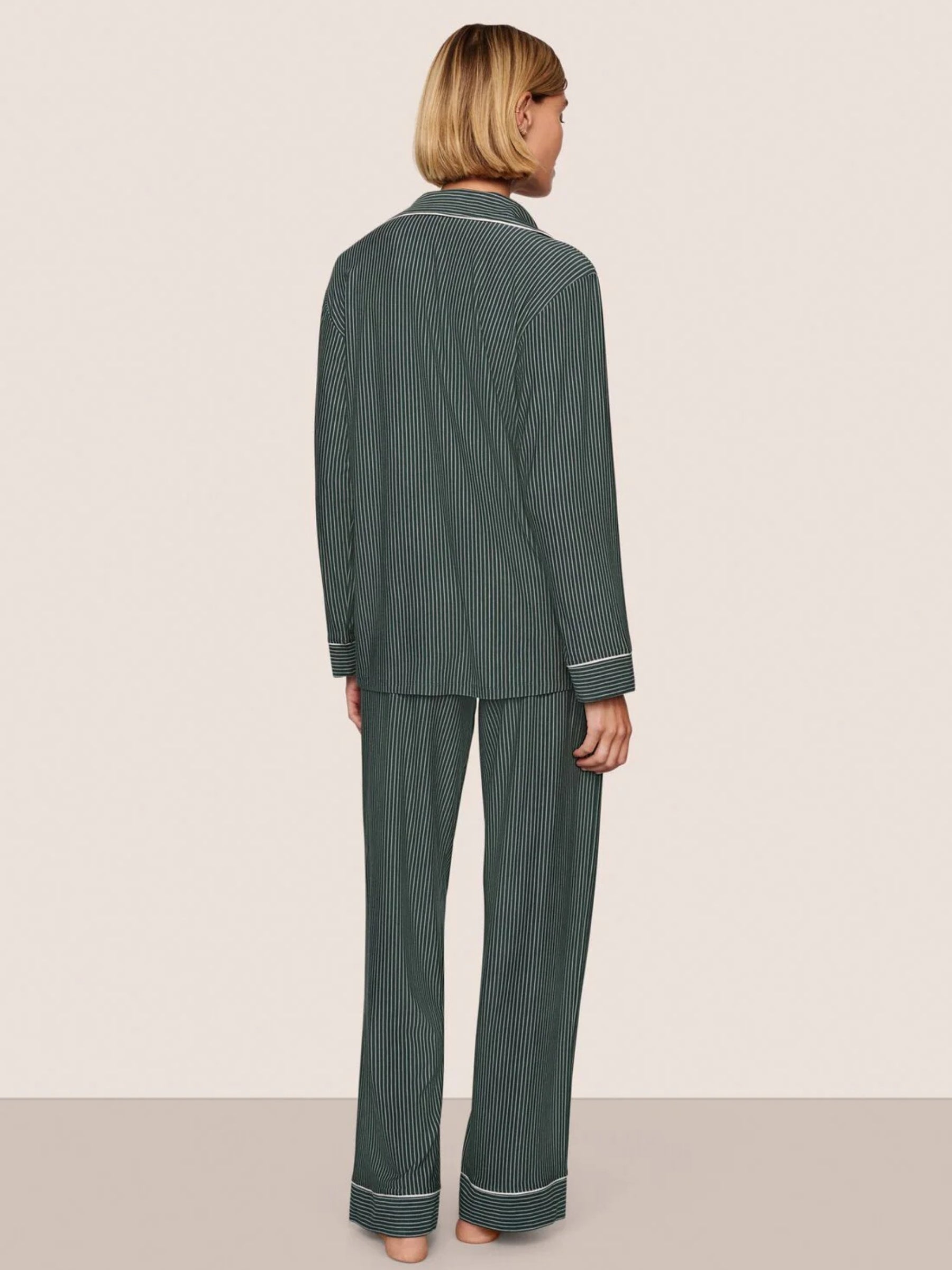 Gisele Printed Long Sleeve PJs - Duo Stripe Pine