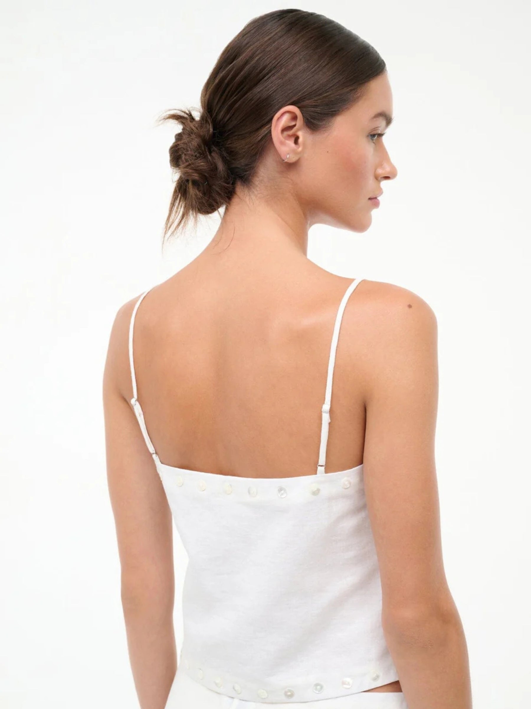 Kira Linen Tank - Ivory by Staud — view 5