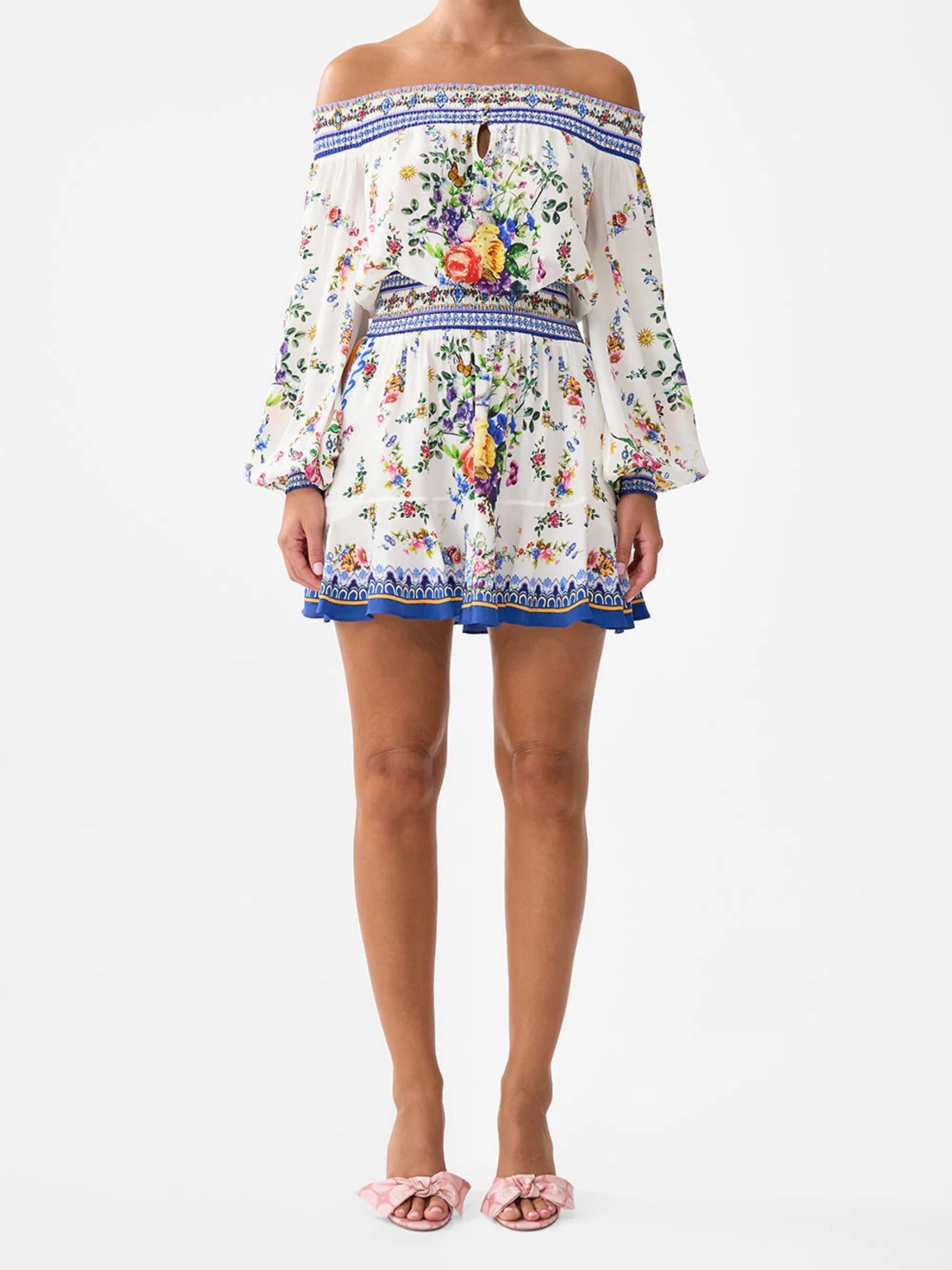camilla-Off-Shoulder -Short-Dress - Tile-Darl