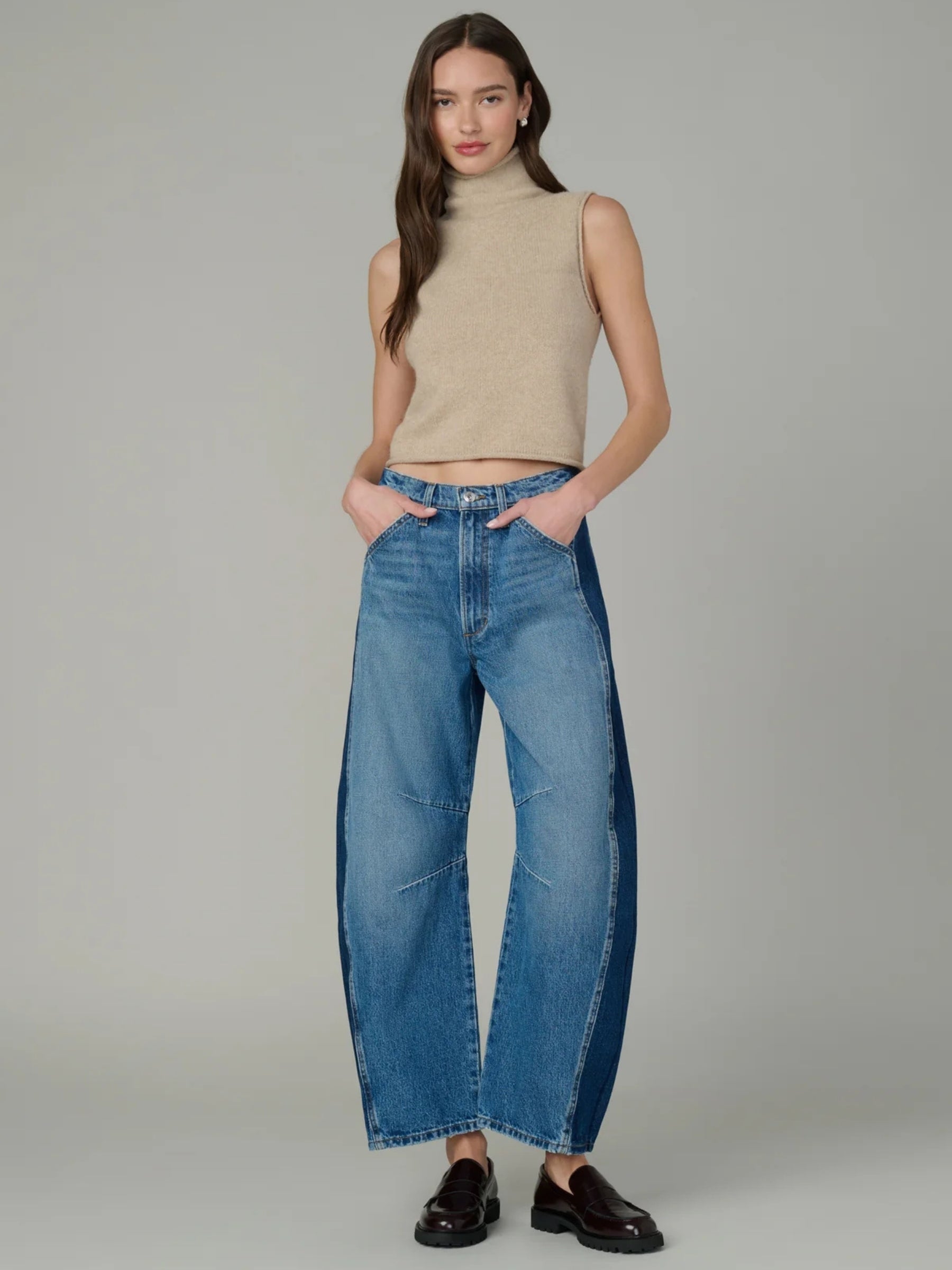 joes-jeans-The-Stevie-Sleeveless-Roll -Neck-Sweater - tan