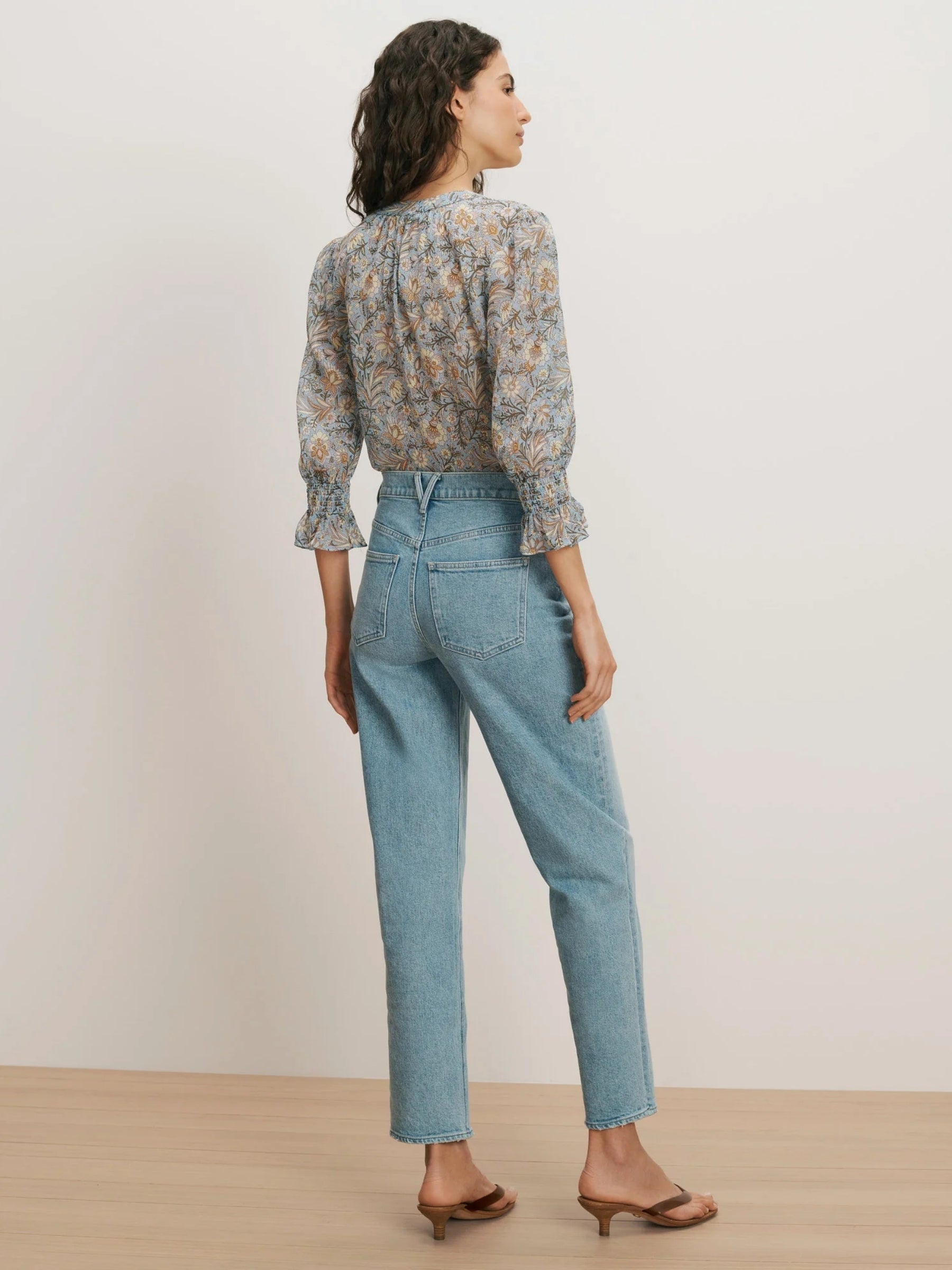 3/4 Sleeve Ashlynn Blouse - Blue Jay by Veronica Beard — view 4