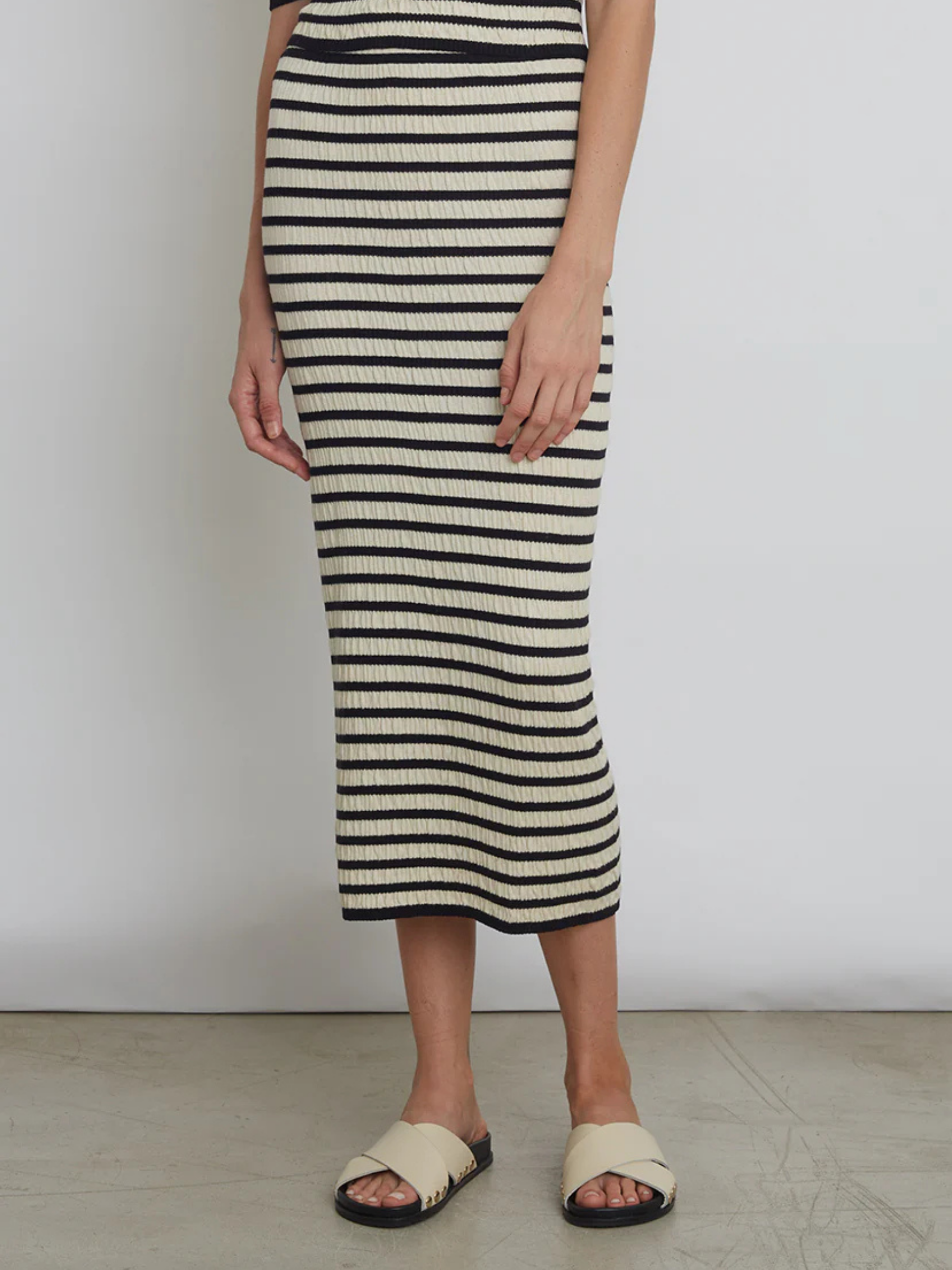 Carrie Stripe Tube Skirt - Ivory/Black