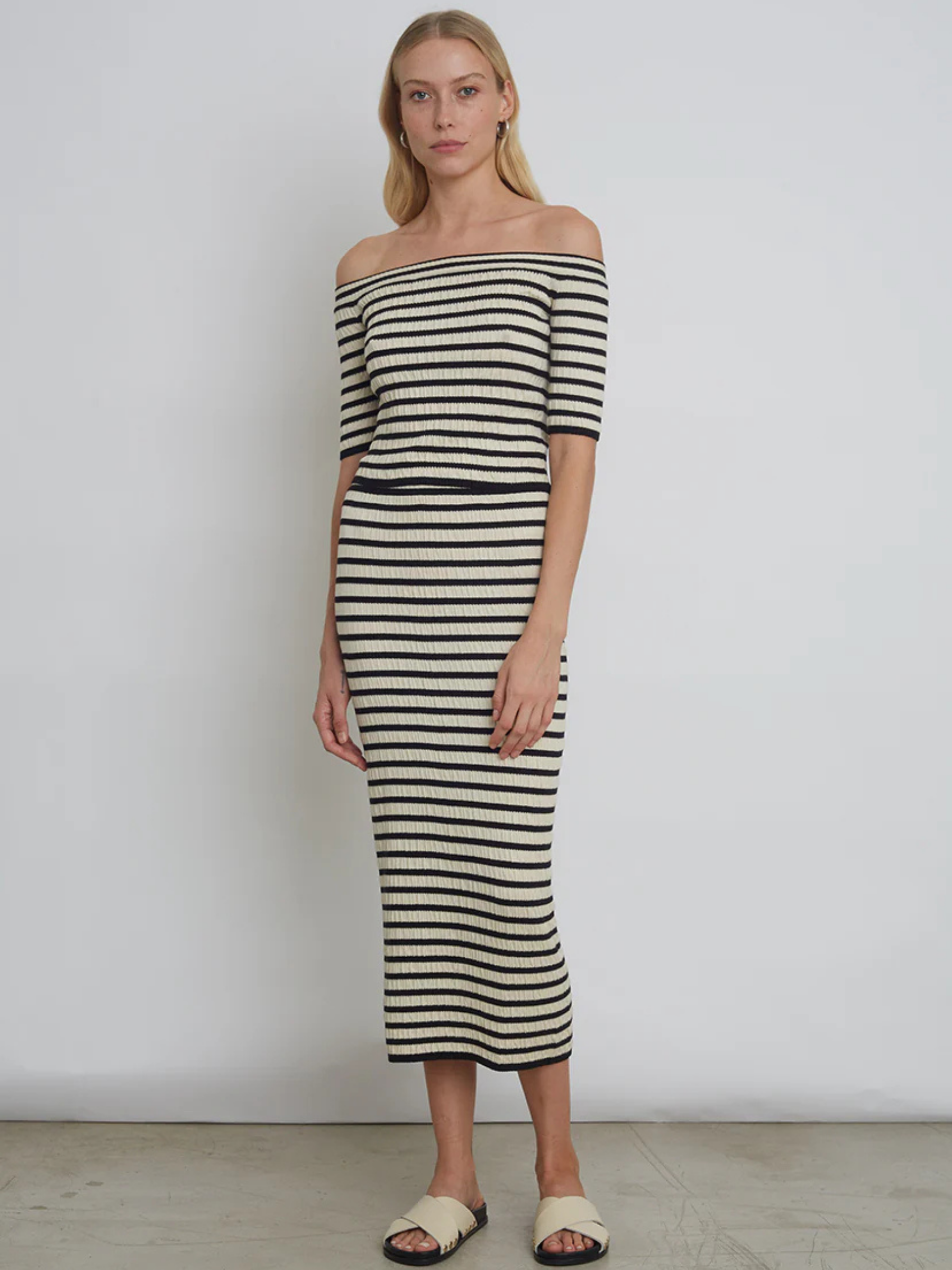 Carrie Stripe Tube Skirt - Ivory/Black