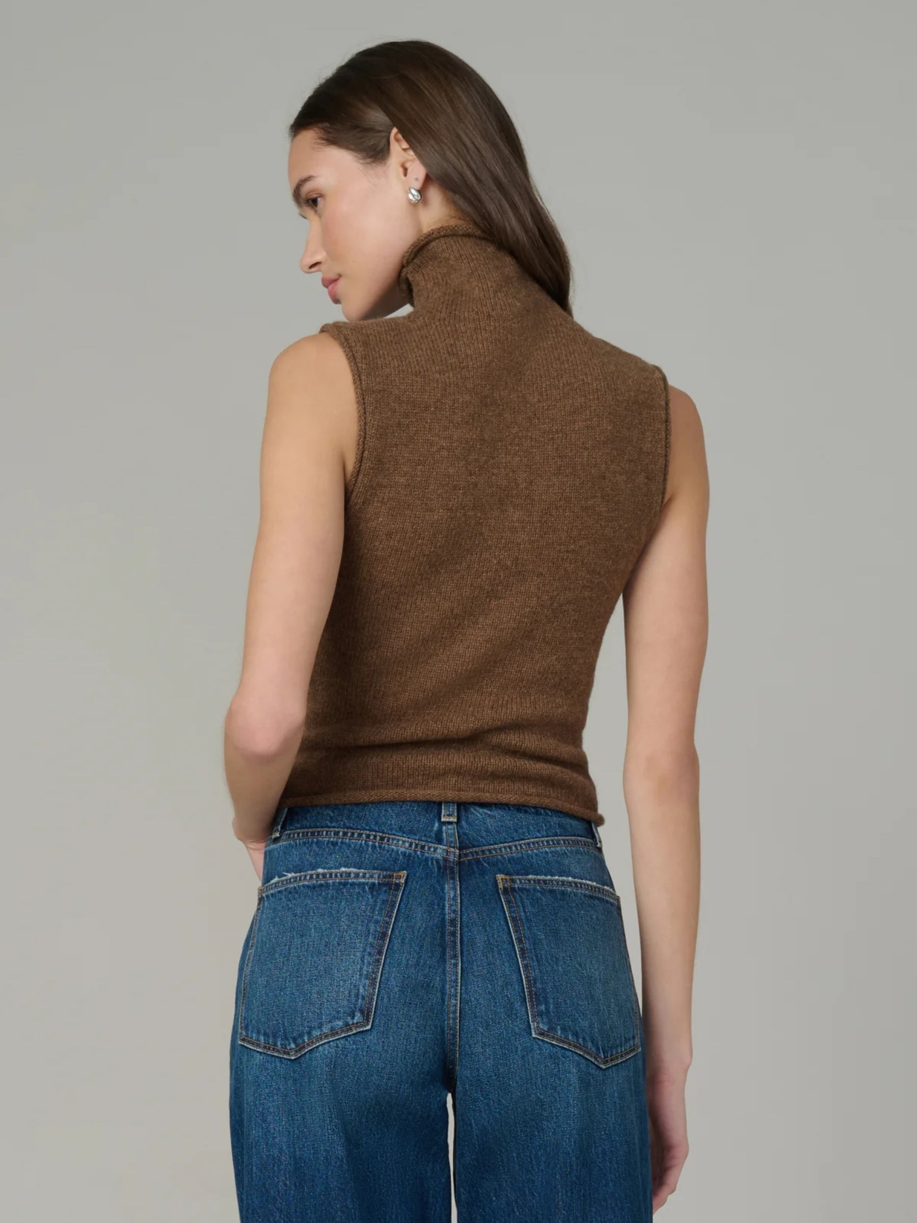 joes-jeans-The-Stevie-Sleeveless-Roll -Neck-Sweater - Cinnamon